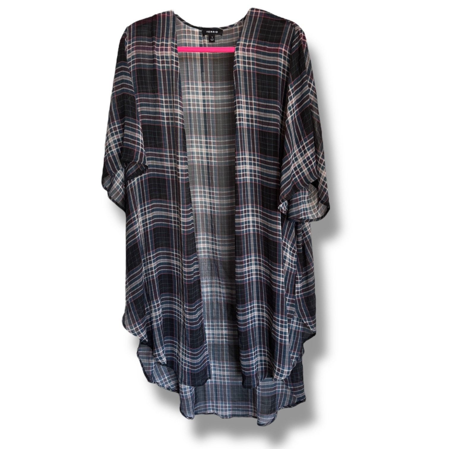 Other Torrid Memory Plaid Shirttail Kimono Lightweight Sheer Blue Size XL / US 12-14 / IT 48-50 - 5 Thumbnail