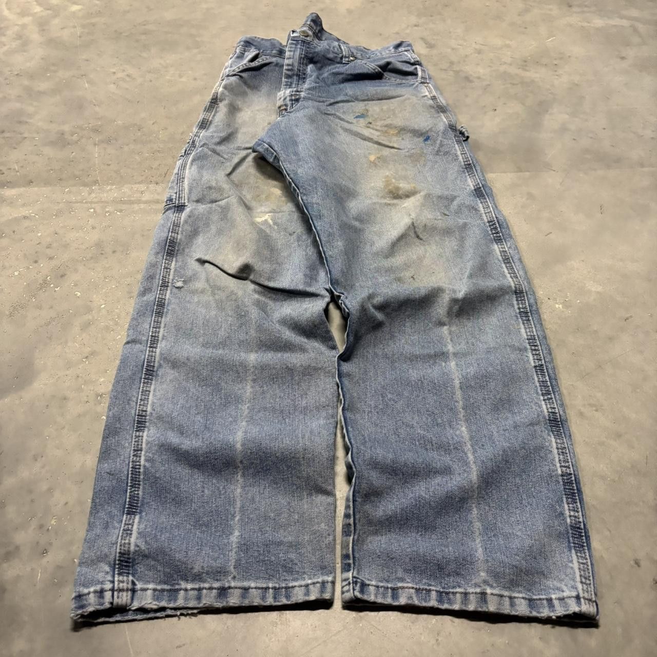 Japanese Brand × Vintage Crazy Vintage Y2K/2000s Baggy Paint Splatter Workwear Carpenter Denim Jeans! Size US 34 / EU 50 - 3 Thumbnail