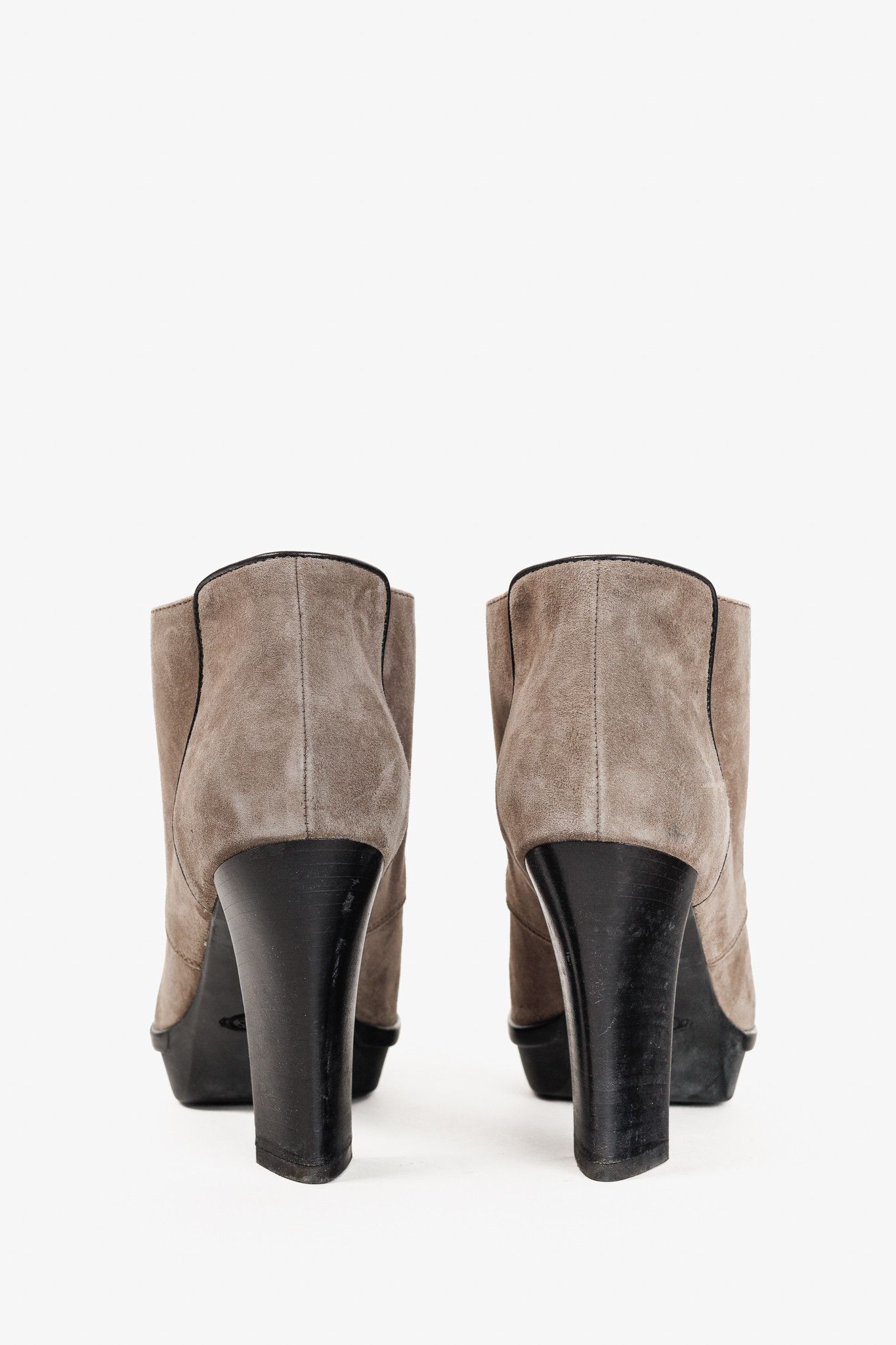 Tod's Tod's Taupe Suede Rubber Sole Platform Heel Bootie Size US 9 / IT 39 - 3 Thumbnail