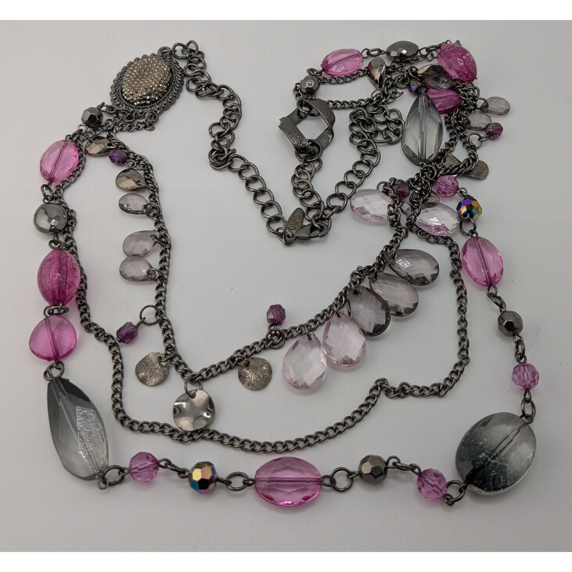 Other Y2K Glam Goth Multi-Layered Necklace With Pink & Silver Tone Size ONE SIZE - 6 Thumbnail