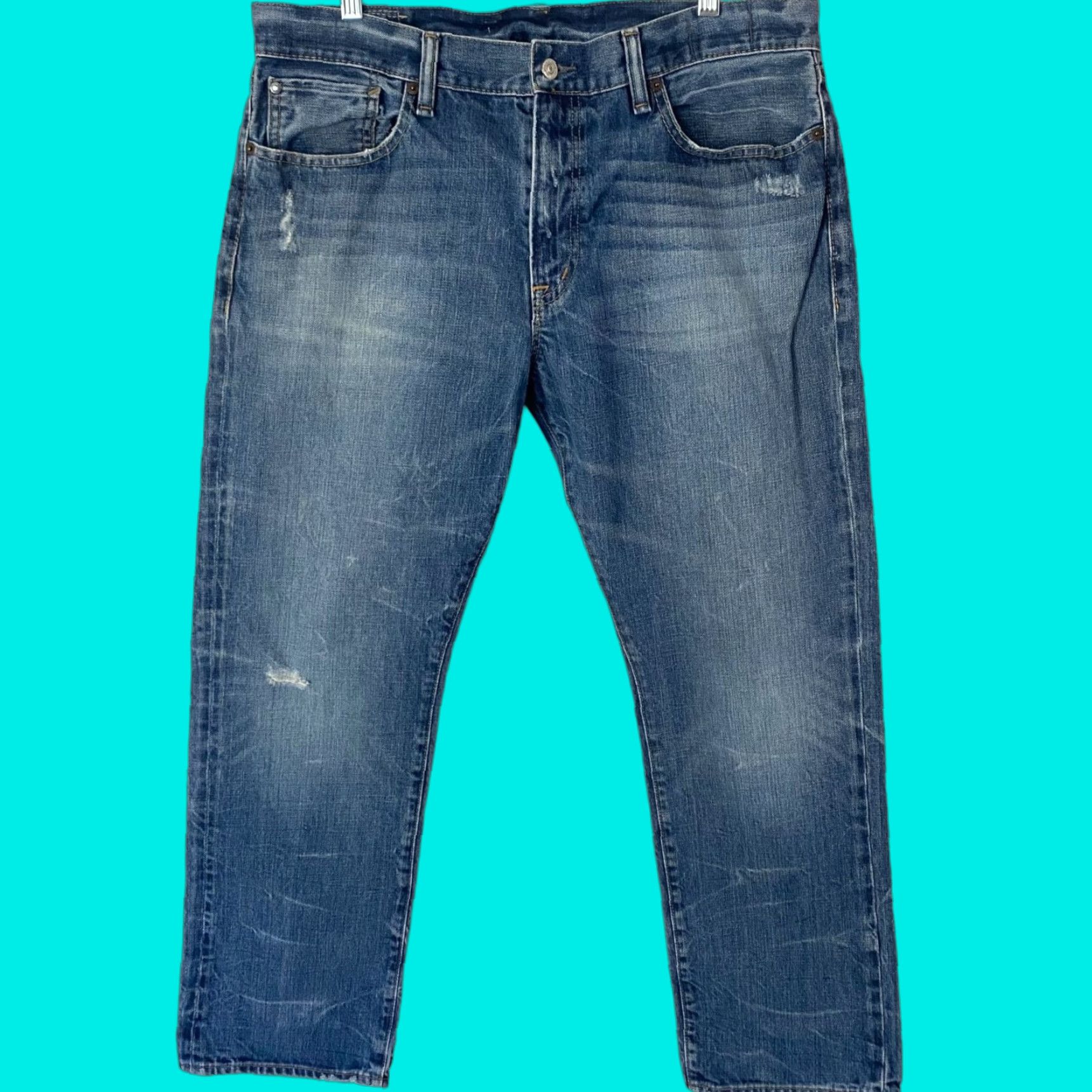 Ralph Lauren Ralph Lauren Denim & Supply Jeans Medium Wash Distressed Straight-Leg Mens 36X30 Jeans 5-Pocket Blue Cotton Denim Regular 36 30 Inseam Mens Stretch? Size US 36 / EU 52 - 1 Thumbnail