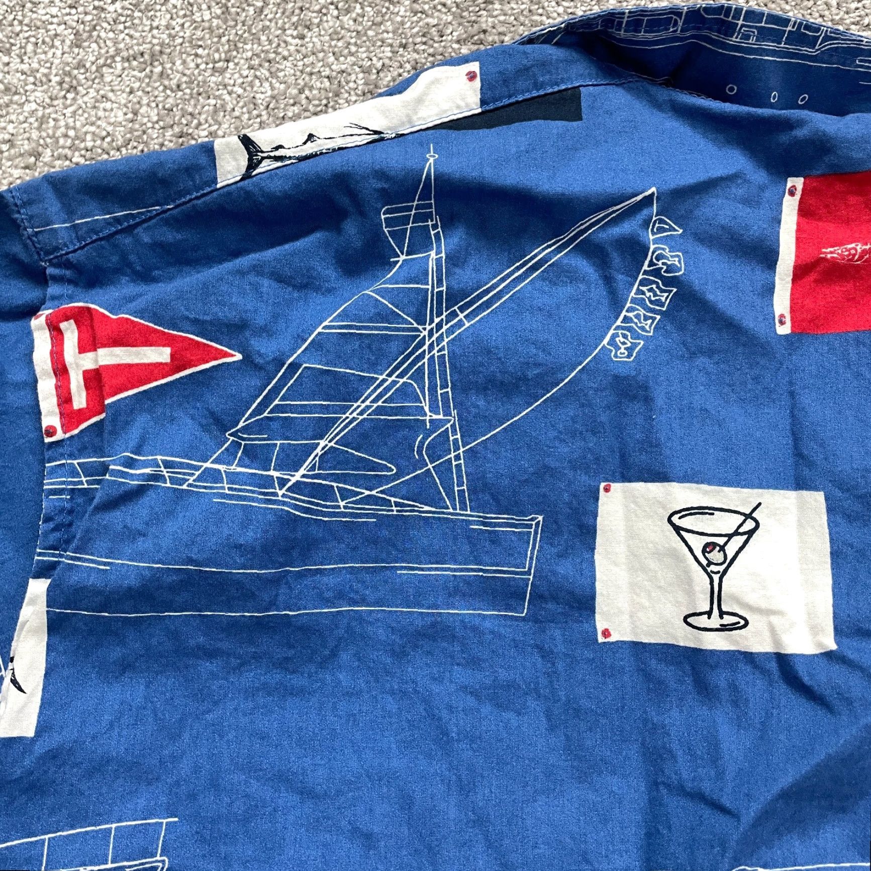 Vintage Columbia PFG Shirt Men XL Blue Patterned Button-Down Short Sleeve Cotton Beach Outdoor Fish Hawaiian Casual Travel Regular Size US XL / EU 56 / 4 - 5 Thumbnail