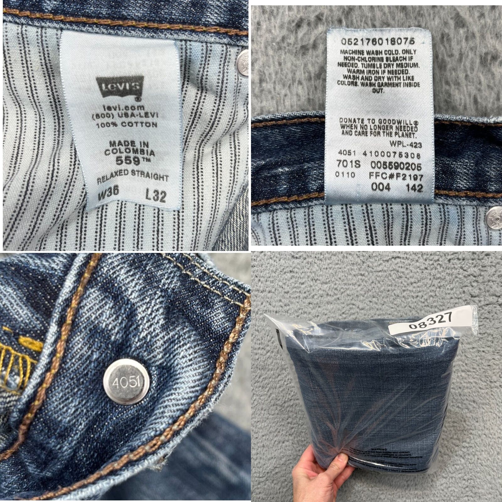 Levi's Levi's 559 Jeans Mens 36x31 Relaxed Straight Denim Blue 5-Pocket Button Zip Cotton Logo Distressed Size US 36 / EU 52 - 10 Thumbnail