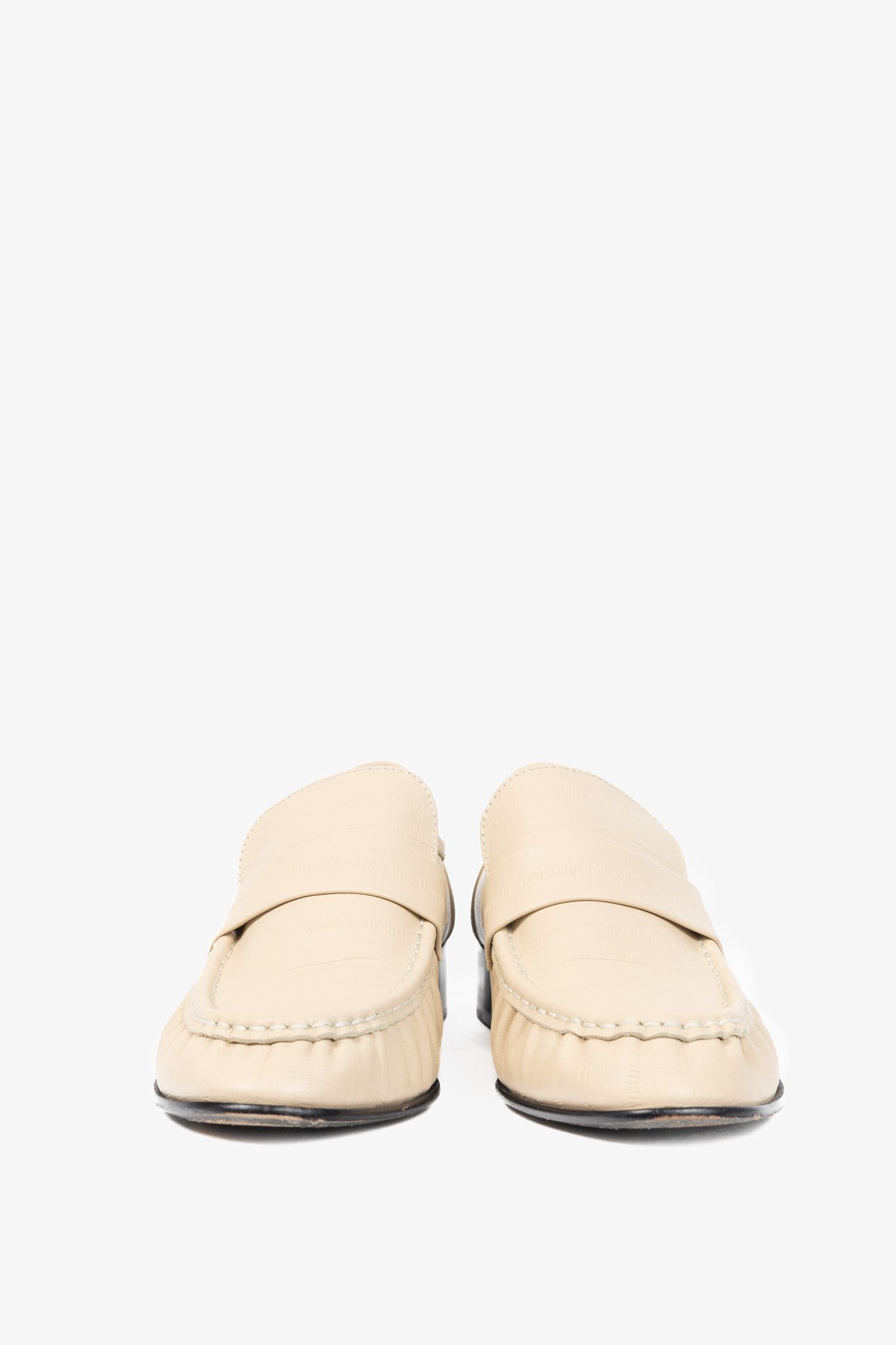 The Row The Row Soft Beige Leather Ruched-Detail Flat Loafers Size US 8.5 / IT 38.5 - 2 Thumbnail