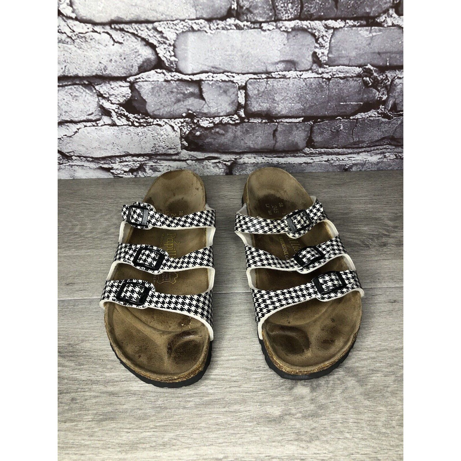 Birkenstock BIRKENSTOCK PAPILLIO Black White Leather Footbed Sandals Wom Size US 8 / IT 38 - 2 Thumbnail