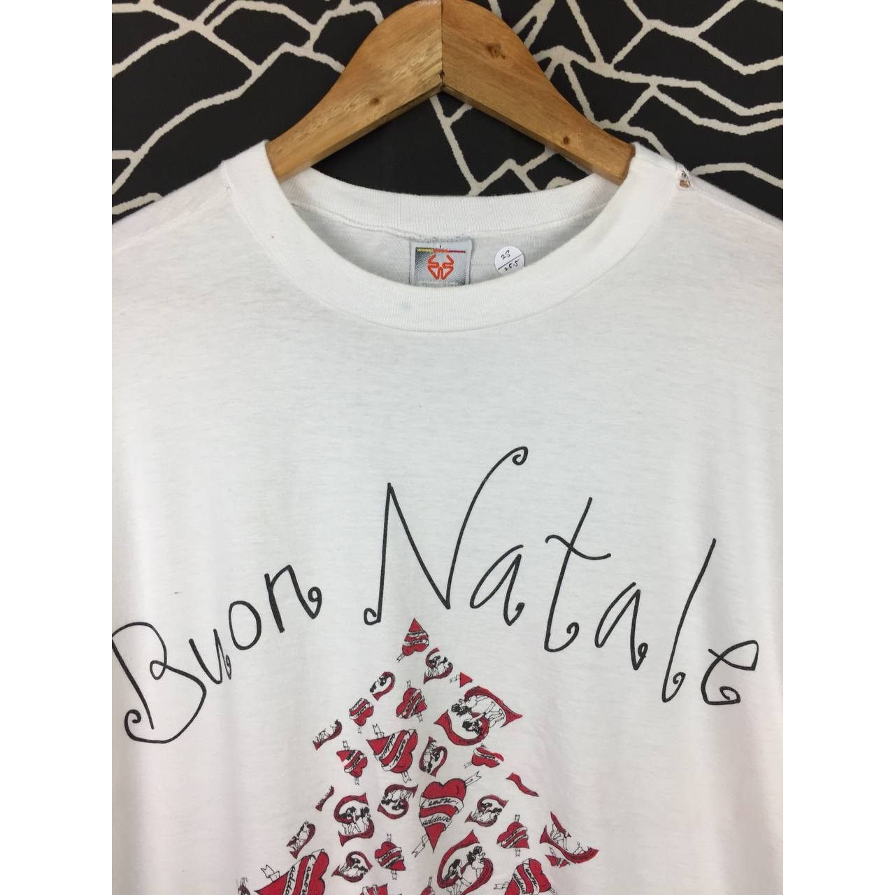 Vintage Vtg Stefanel Made In Italy Buon Natale Peace On Earth Tee Size US M / EU 48-50 / 2 - 3 Thumbnail