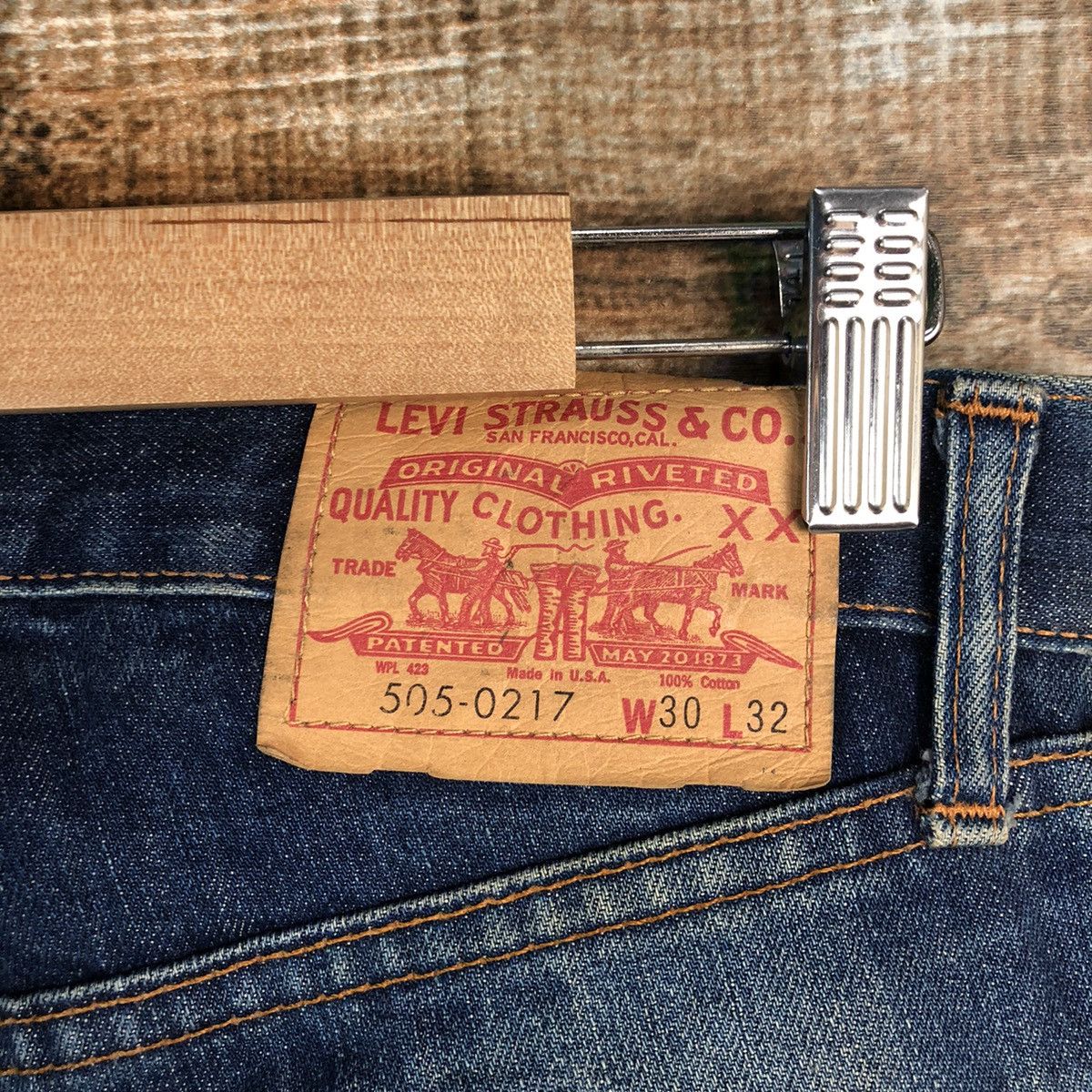 Levi's DLL Levis 505 Big E Blue Distressed Denim Pants #C133 Size US 30 / EU 46 - 20 Thumbnail