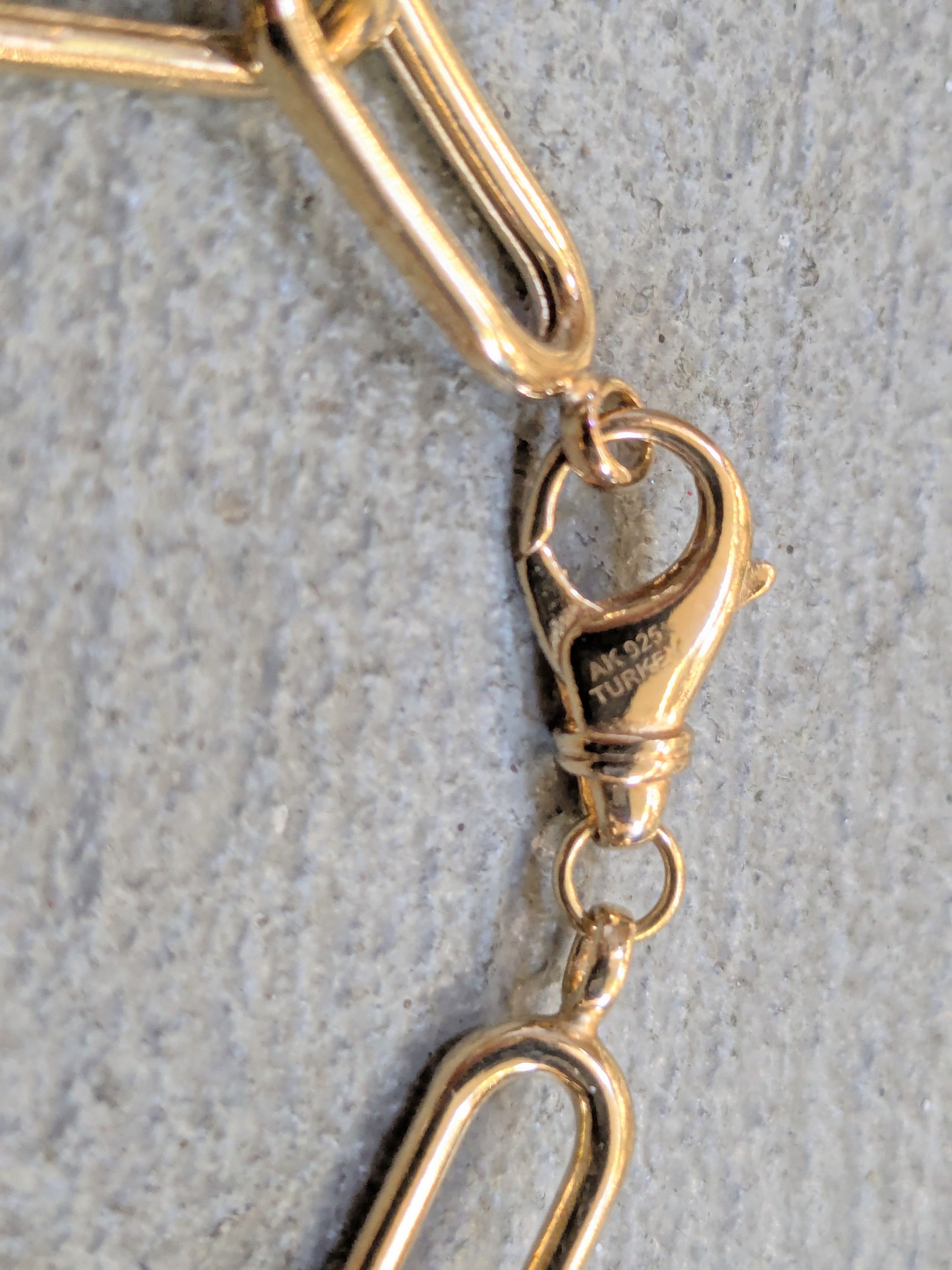 Jewelry Vintage Sterling Silver Paperclip Bracelet Gold Vermeil 7" Size ONE SIZE - 5 Thumbnail