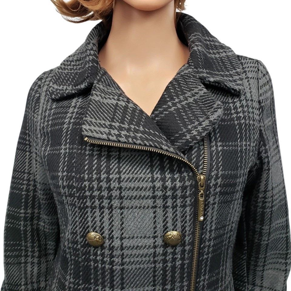 XOXO XOXO Faux Double Breast Asymmetrical zip Plaid Wool Jacket S Size S / US 4 / IT 40 - 4 Thumbnail