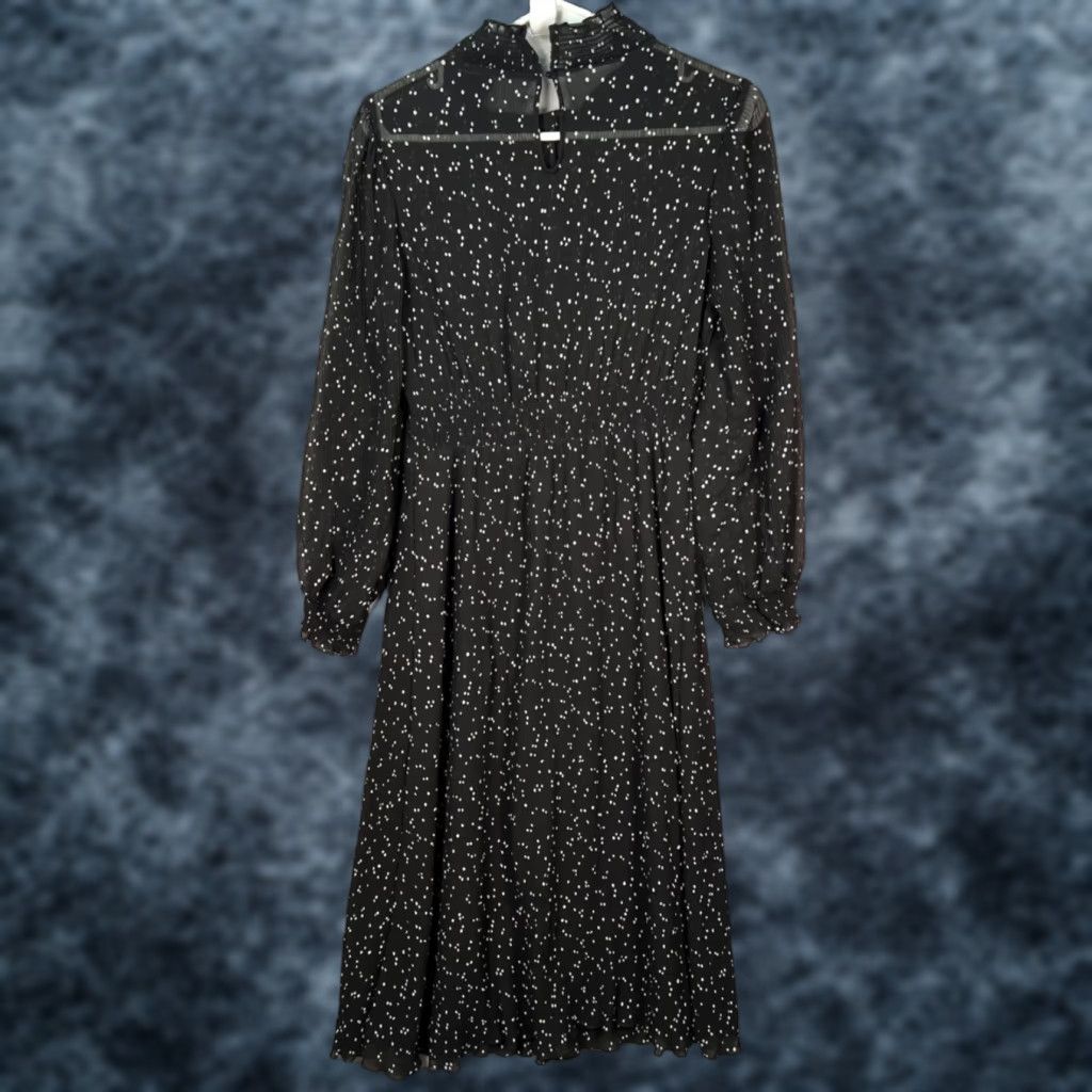 Zara Zara Womens XS Sheer Black & White Polka Dot Midi Dress Long Sleeve, A-Line, Party/Cocktail, Polyester, Maxi? (Note: Original specifies Midi) Size XS / US 0-2 / IT 36-38 - 1 Thumbnail