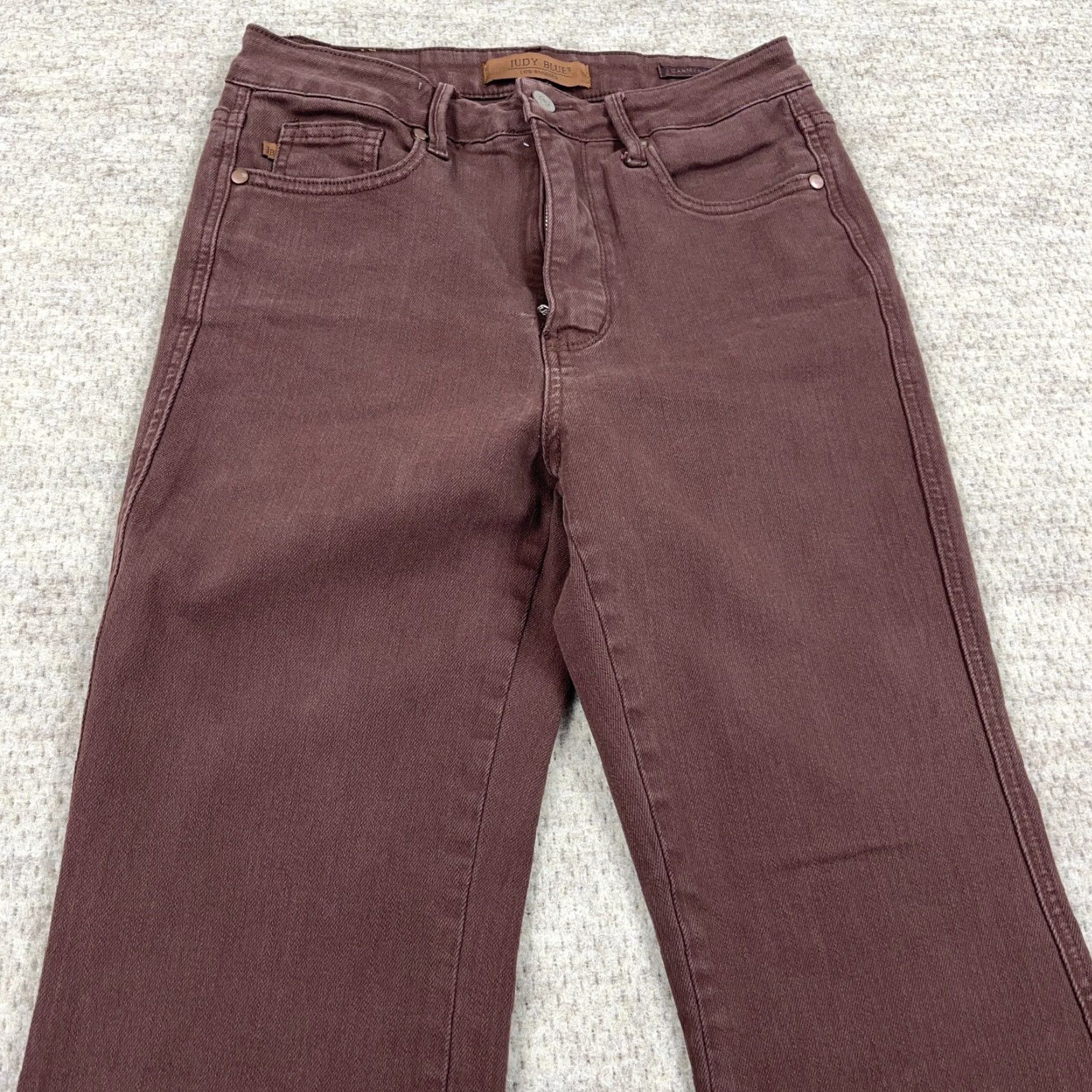 Vintage Judy Blue Jeans Women 5 27 Brown Flared High Rise Western Boho Bellbottom Distressed Stretch Denim Jeans Womens Size 27" / US 4 / IT 40 - 5 Thumbnail