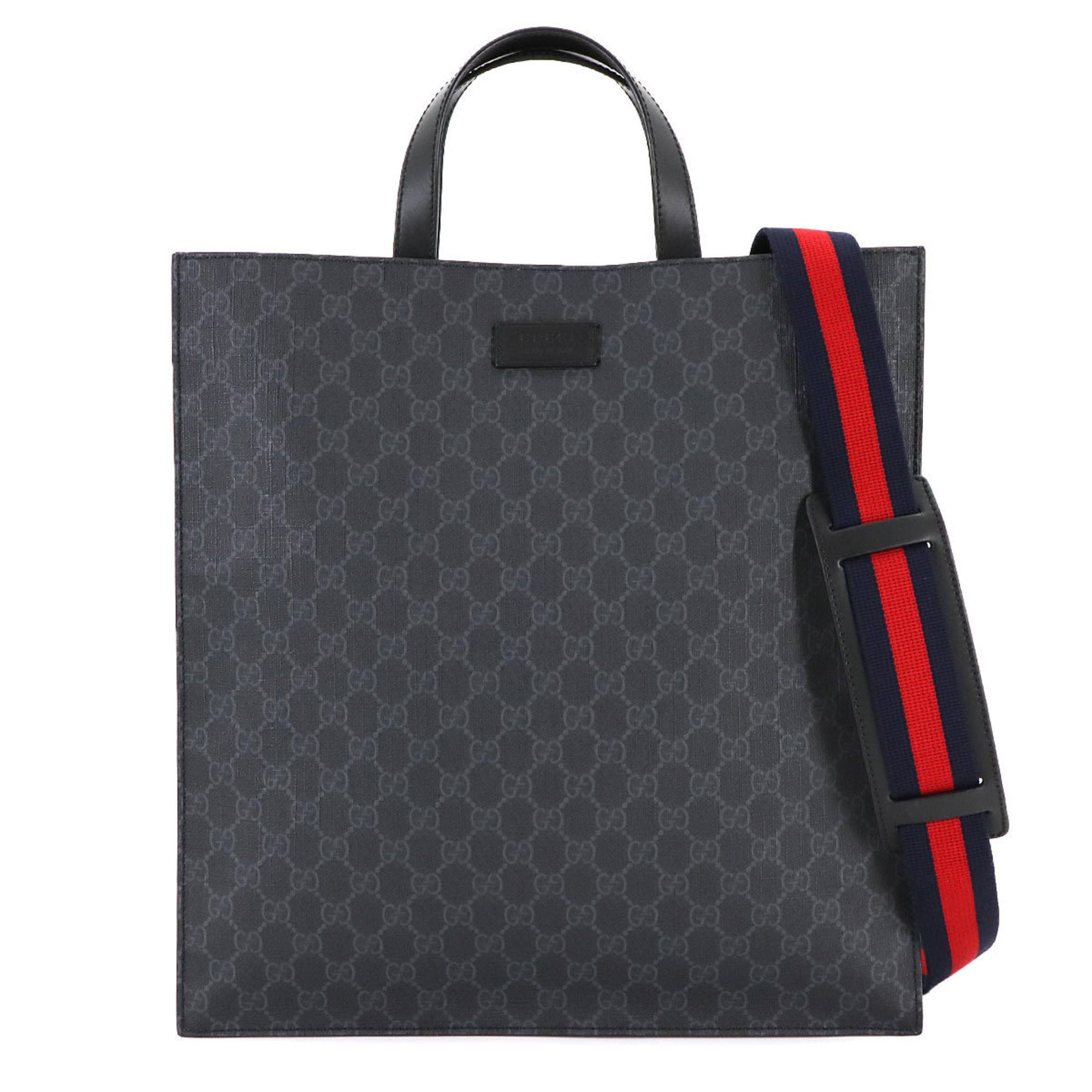 Gucci GG Supreme 2Way Tote Shoulder Bag Black/grey 495559, Women's