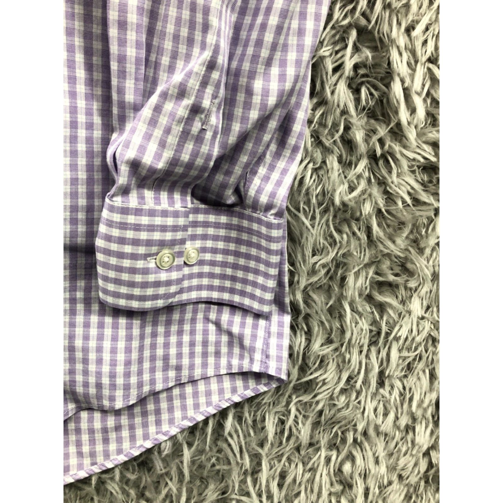 Joseph Abboud Joseph Abboud Shirt Mens Size 17 Purple Plaid Button-Up Knit Slim Regular Long Sleeve Shirt Size US XL / EU 56 / 4 - 3 Thumbnail