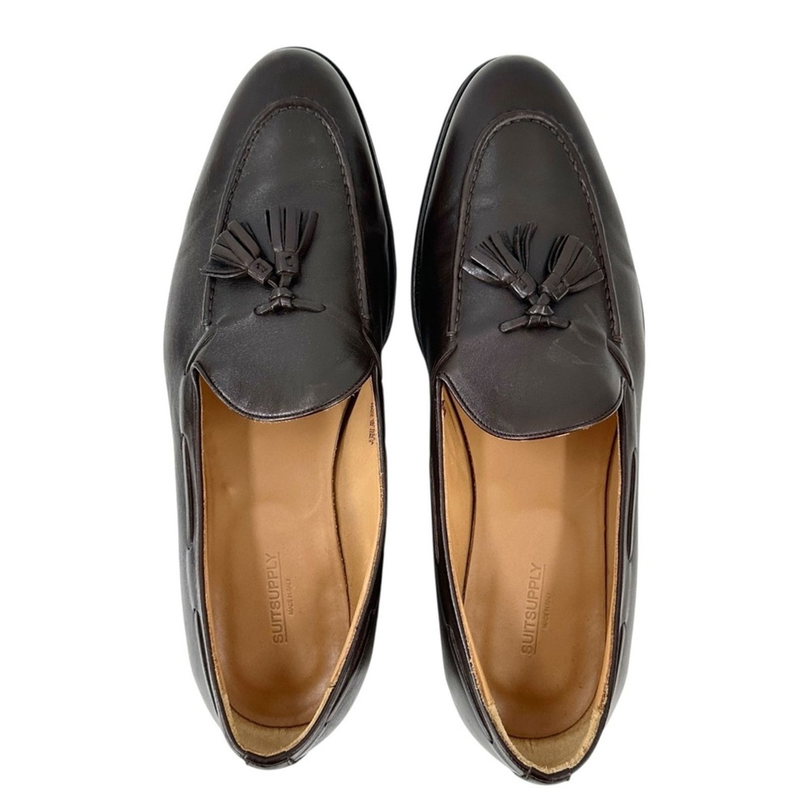 Suitsupply Dark Brown Smooth Leather Slip On Tassel Loafers Dress Shoes Size US 11 / EU 44 - 5 Thumbnail