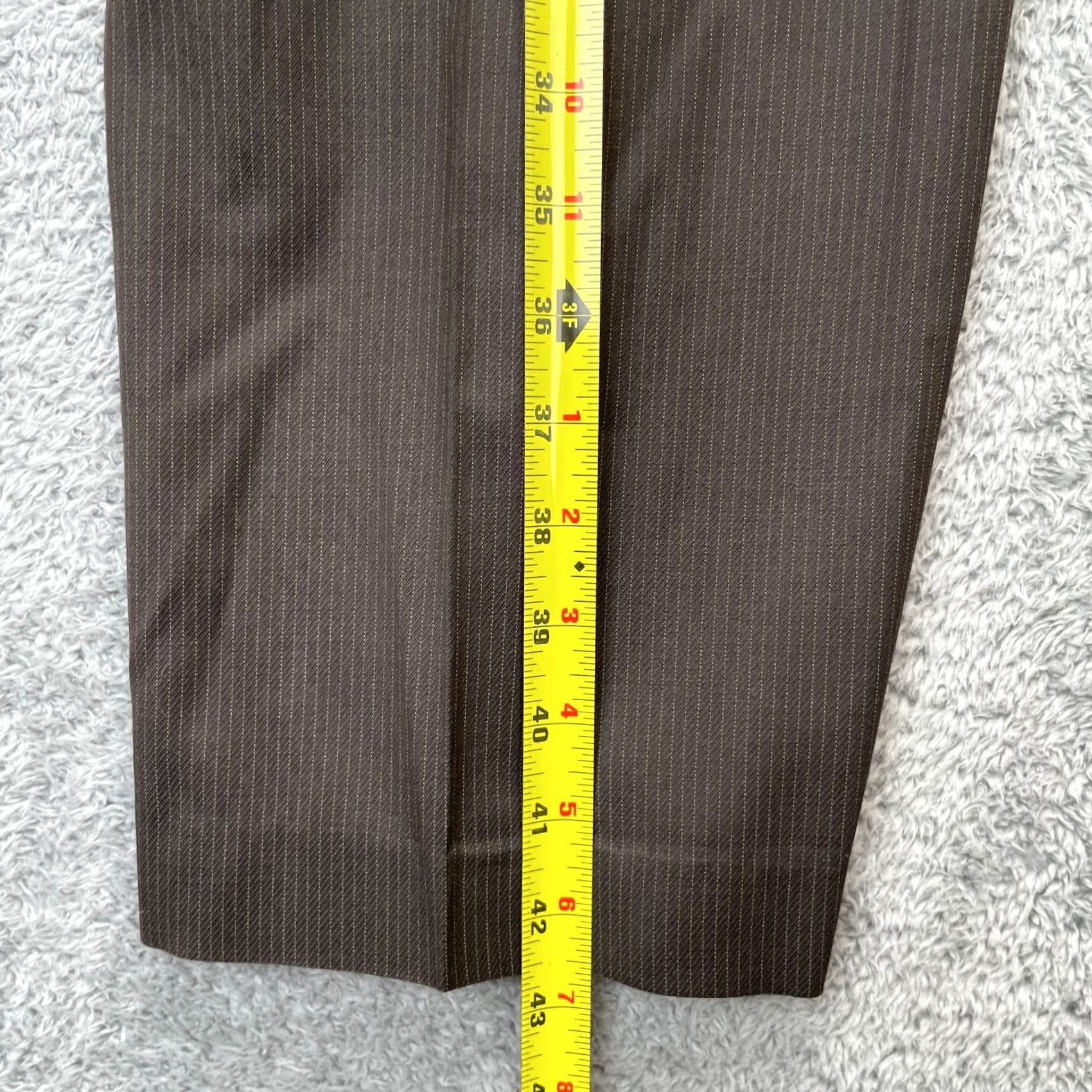 Calvin Klein Calvin Klein Pants Mens 32x32 Brown Dress Straight Leg Pinstripe Business Formal Size US 34 / EU 50 - 6 Thumbnail