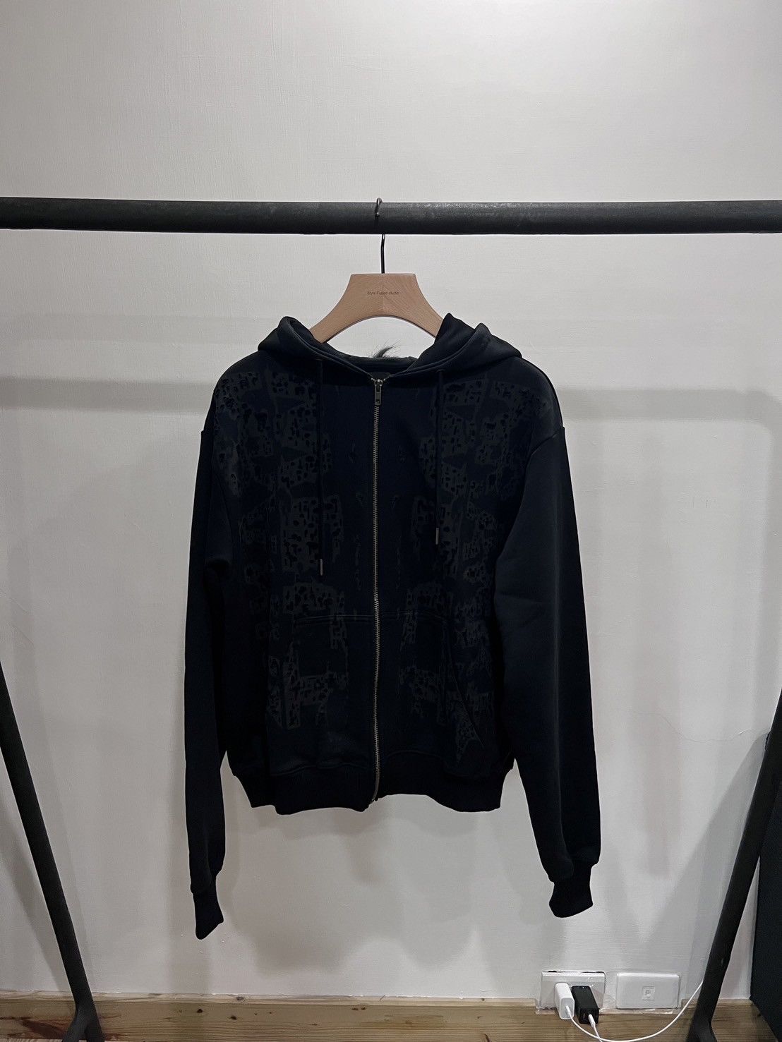 image of P L N P.l.n. Kranke Welt Hoodie W Fur in Black, Men's (Size Small)