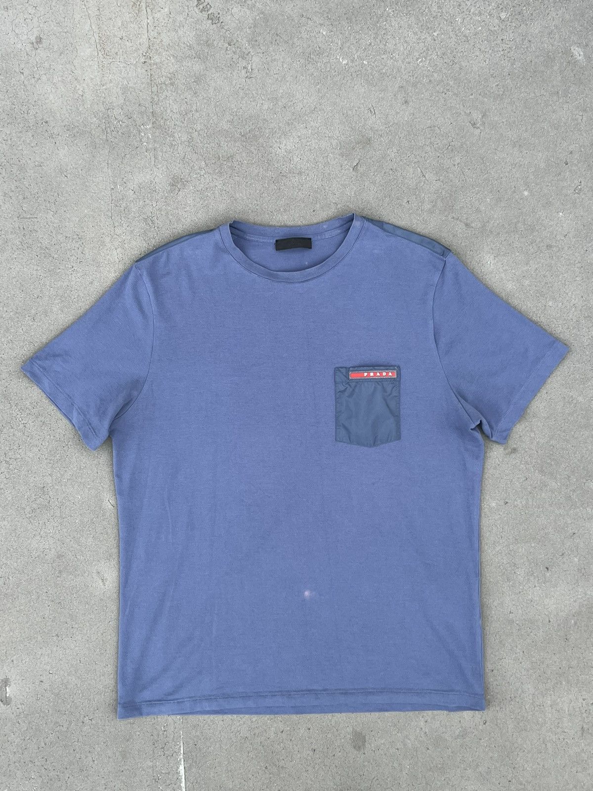 Image of Prada T Shirt Nylon Pocket in Blue, Men's (Size XL)