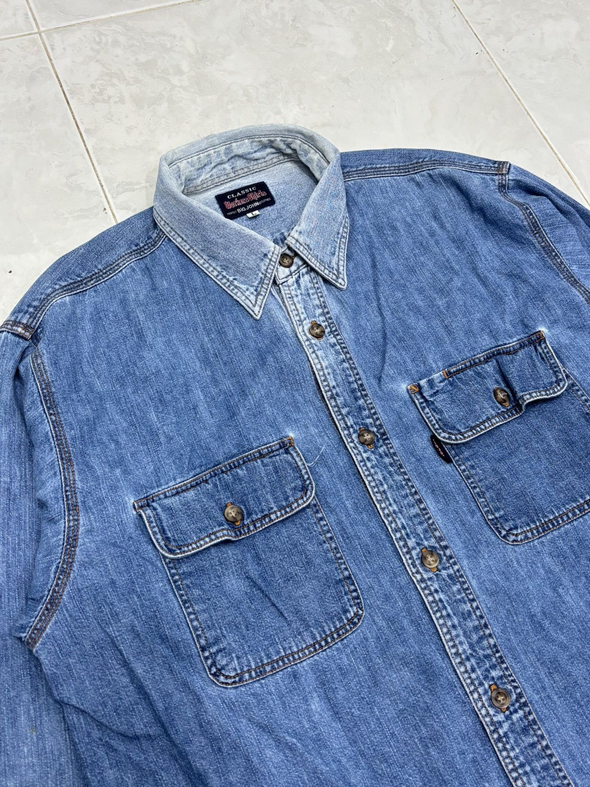 Big John Vintage Denim Big John Button Up Shirts Size US L / EU 52-54 / 3 - 2 Thumbnail