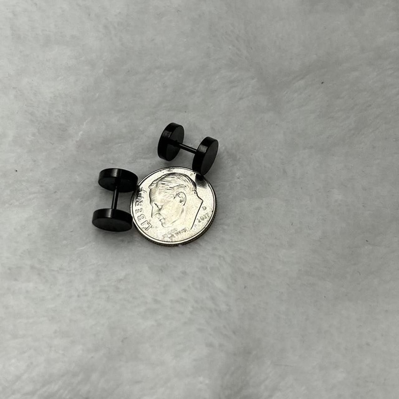 Jewelry Black Flat Round Plugs Stud Earrings - ERG Size ONE SIZE - 4 Thumbnail