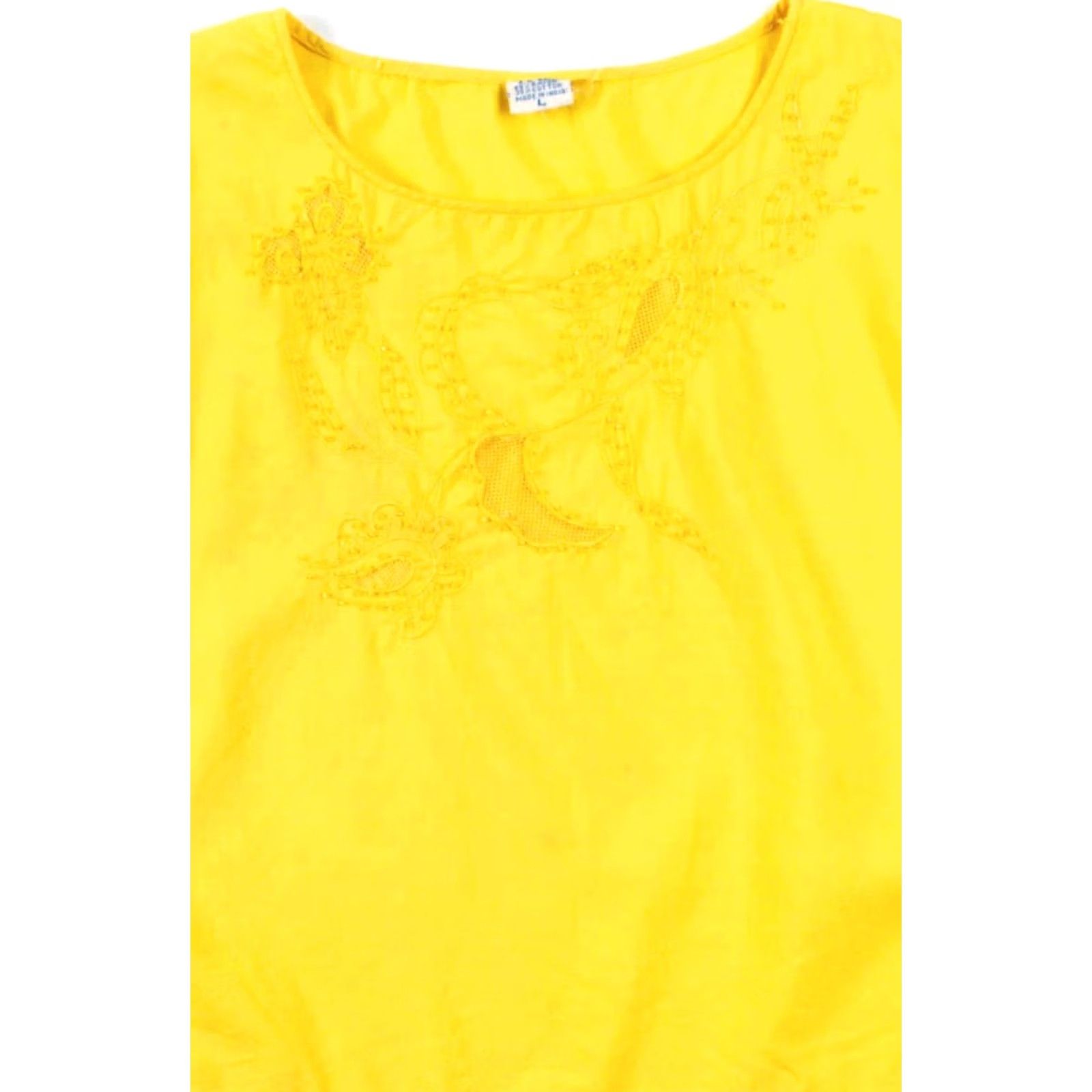 Vintage VINTAGE Boxy Yellow Paisley Beaded Top Large Retro Boho Chic Blouse Shirt Womens Size L / US 10 / IT 46 - 2 Thumbnail