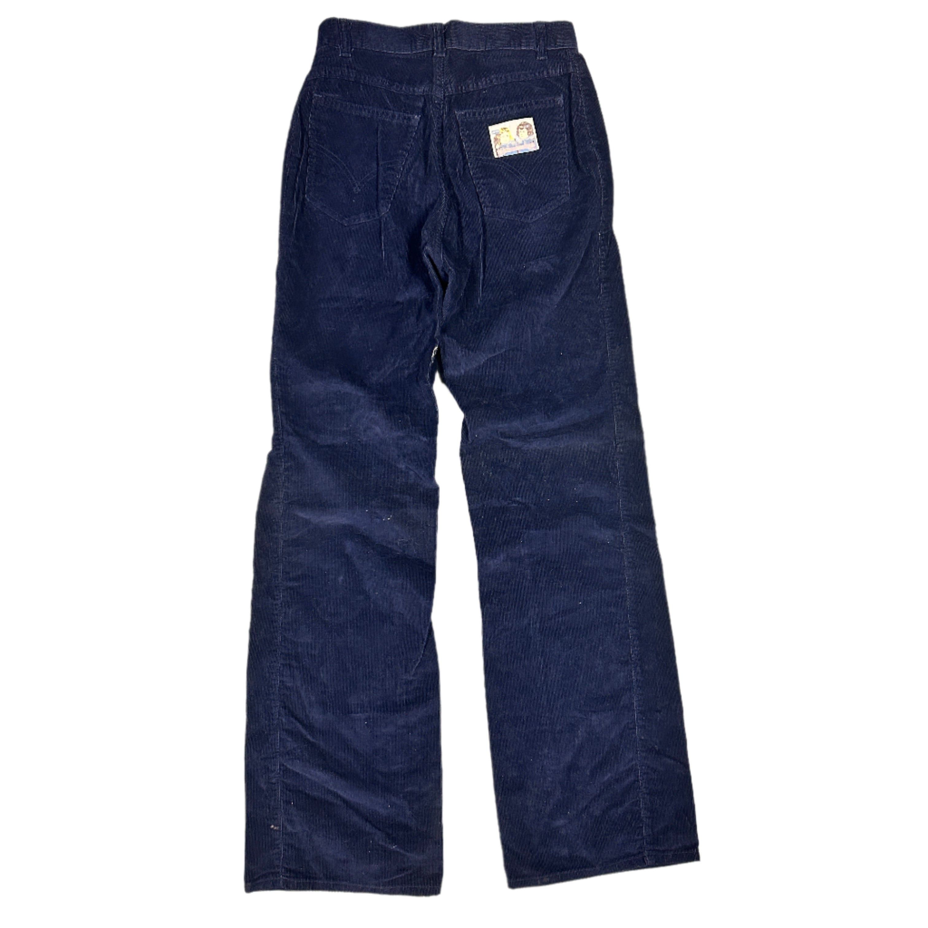Other Vintage 70s Levi's "Owner's Favourite Pair" Navy Corduroy Straight Leg Trousers Talon 42 Zip Size US 28 / EU 44 - 2 Thumbnail