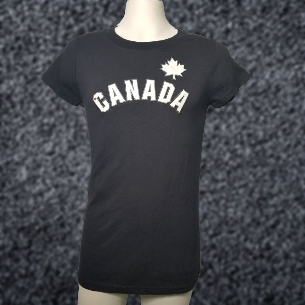Vintage Kalson Womens XL Black Short Sleeve Embroidered Canada Collection T Shirt Cotton Size XL / US 12-14 / IT 48-50 - 1 Thumbnail