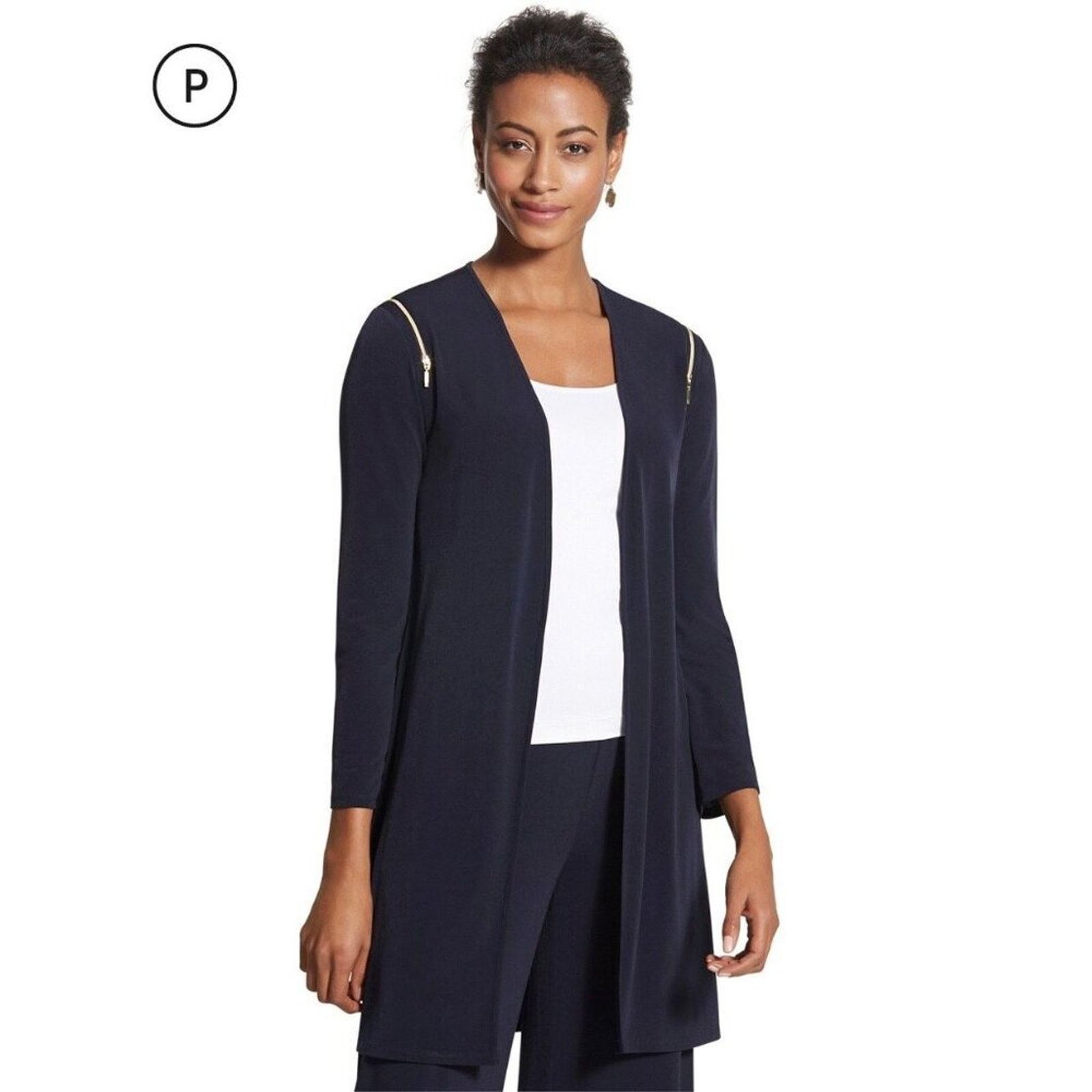 Chicos Chico's Blue 3/4 Sleeve Open Front Cardigan Size Small Size S / US 4 / IT 40 - 1 Thumbnail