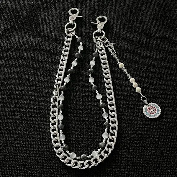 Jewelry Double Layered Gemstone Wallet Chain, Pants Chain Size ONE SIZE - 2 Thumbnail