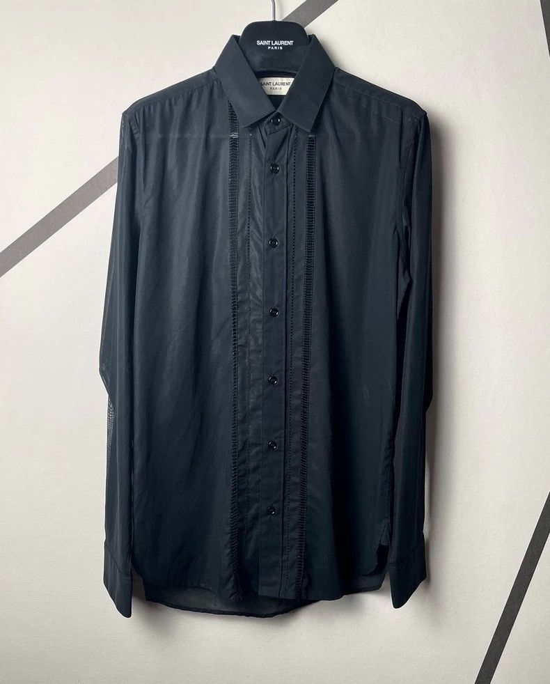 Saint Laurent Paris Saint Laurent Paris Saint Laurent Black Sheer Layered Shir Size US S / EU 44-46 / 1 - 1 Thumbnail