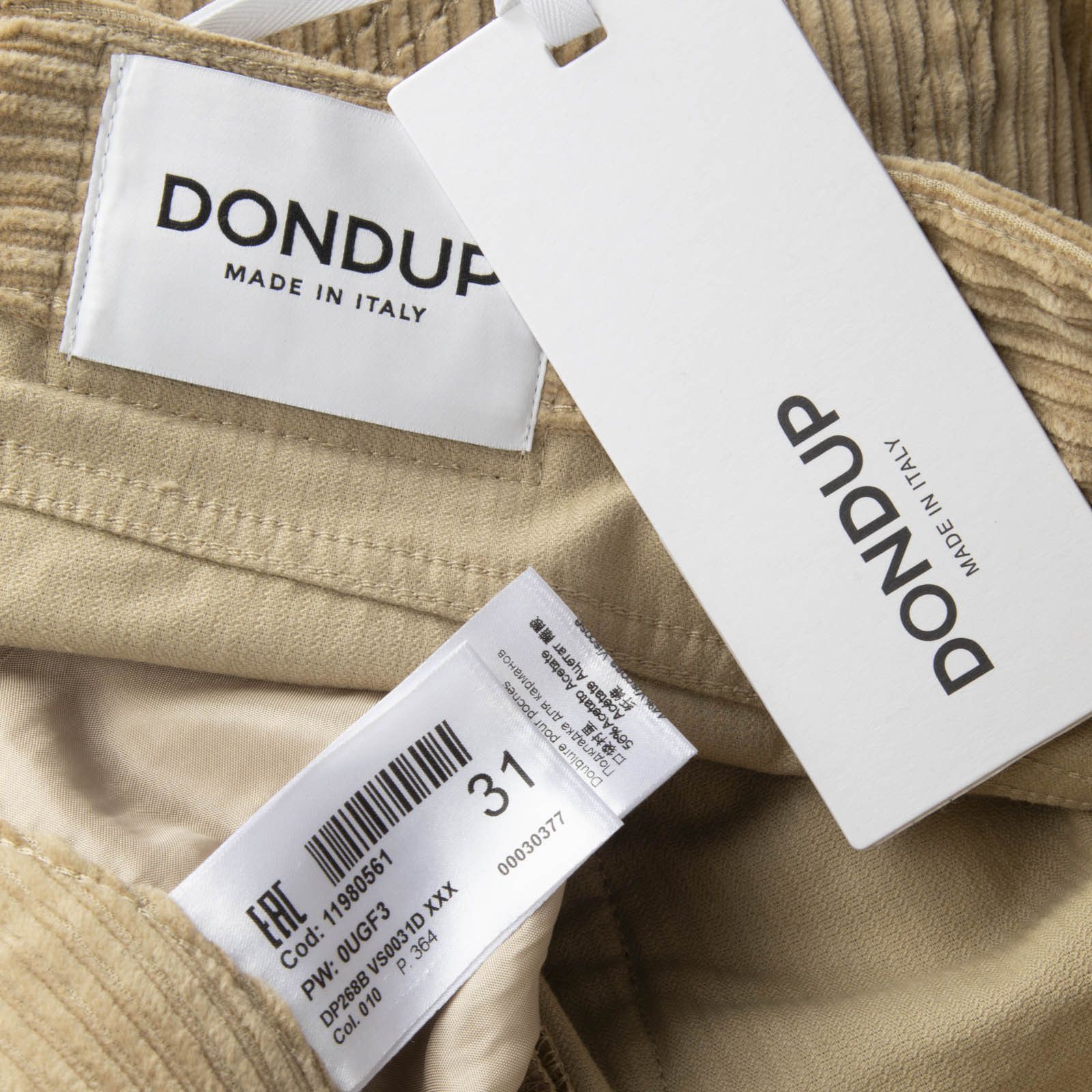 Dondup Camel Brown Rock Velvet Trousers Size 32" / US 10 / IT 46 - 4 Thumbnail