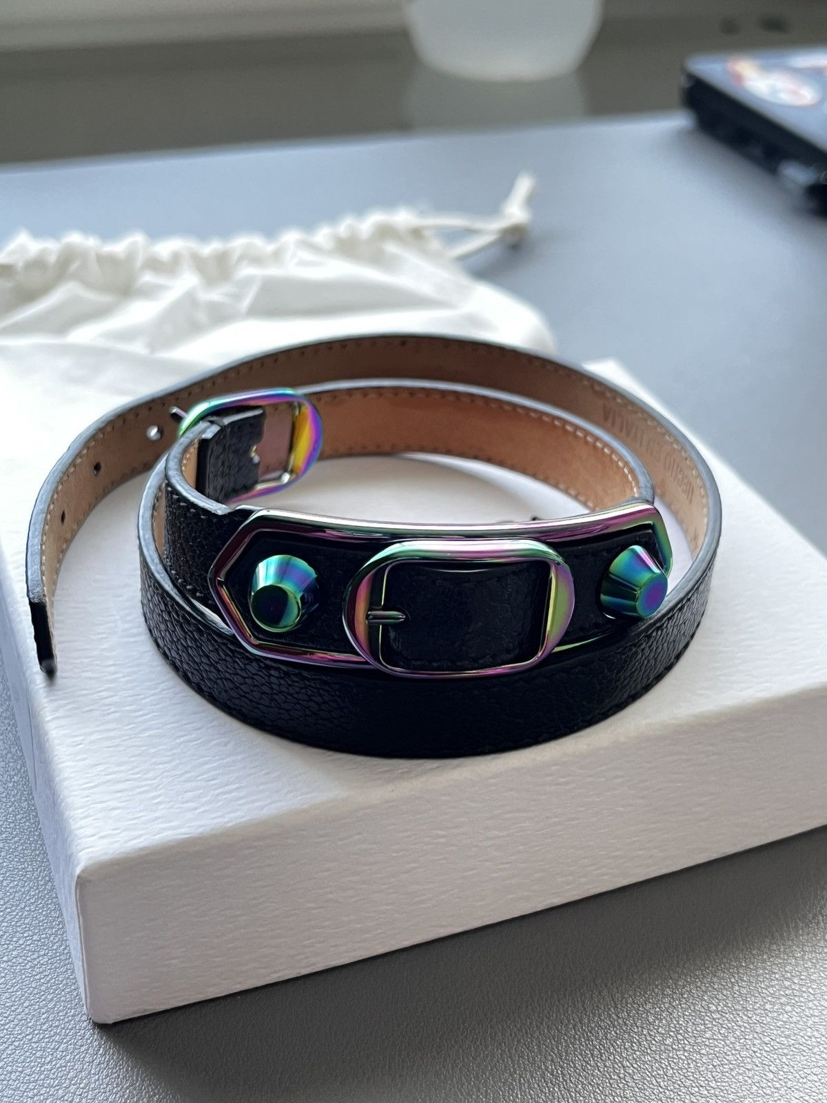 Balenciaga Balenciaga Black Leather Triple Tour Bracelet Size ONE SIZE - 7 Thumbnail