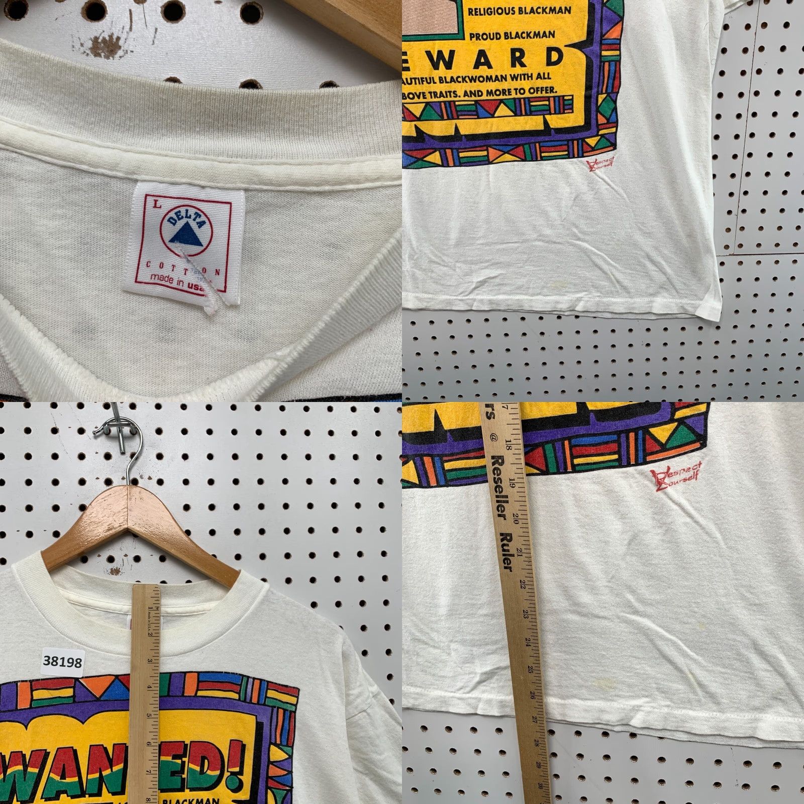 Jerzees VINTAGE 80s JERZEES Funny Graphic Print T-Shirt Unisex Adult Large White "Respect Yourself" Mens Size L / US 10 / IT 46 - 8 Thumbnail