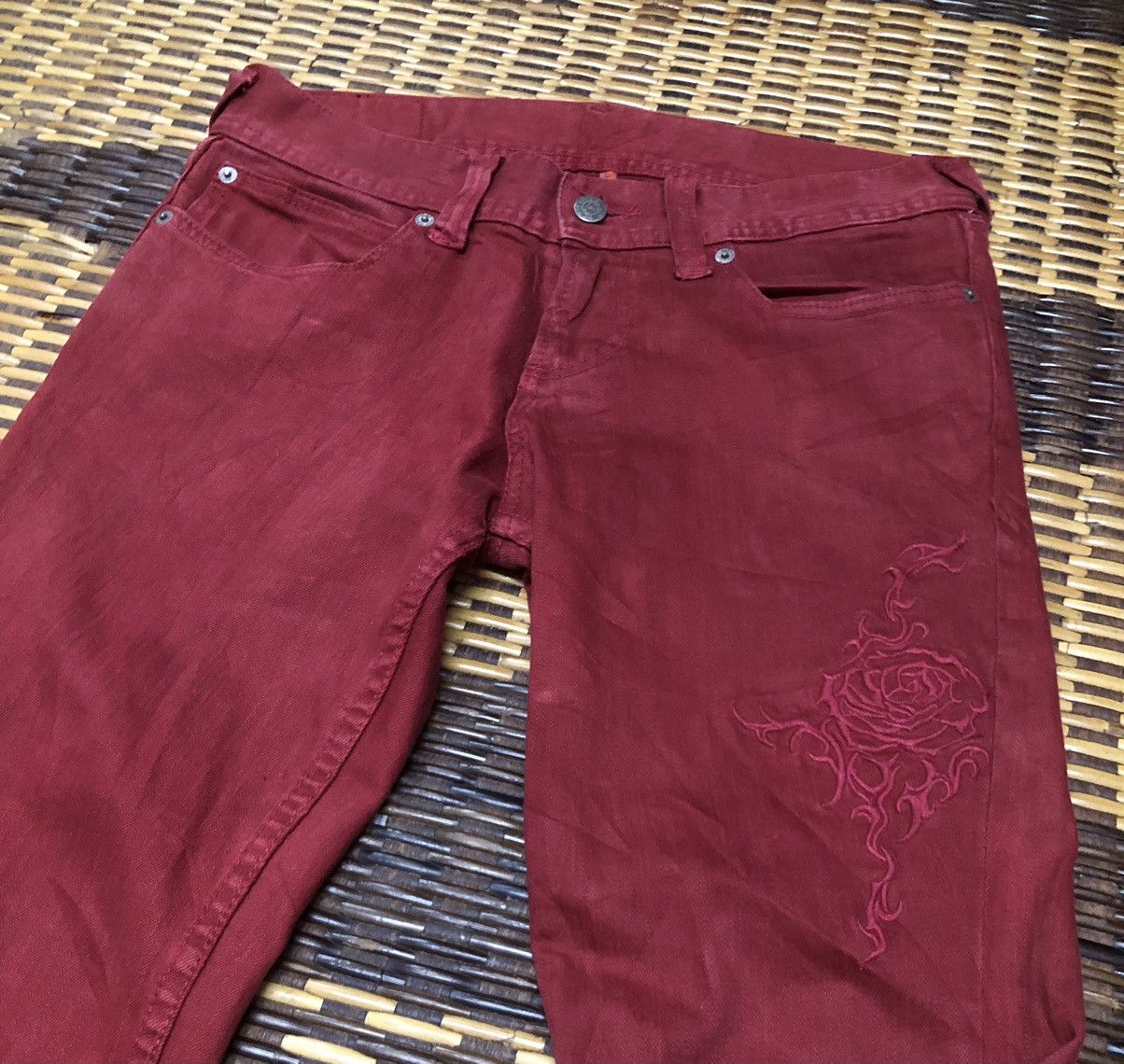 Tornado Mart Vintage Tornado Mart Jeans Pants Flower Red Maroon Size 30" / US 8 / IT 44 - 3 Thumbnail