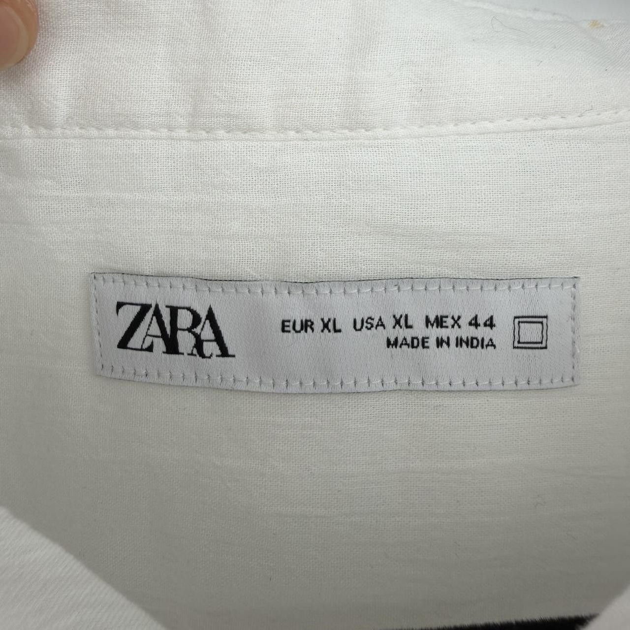 Zara NWT ZARA Men White Linen Blend Band Collar Shirt XL Size US XL / EU 56 / 4 - 2 Thumbnail