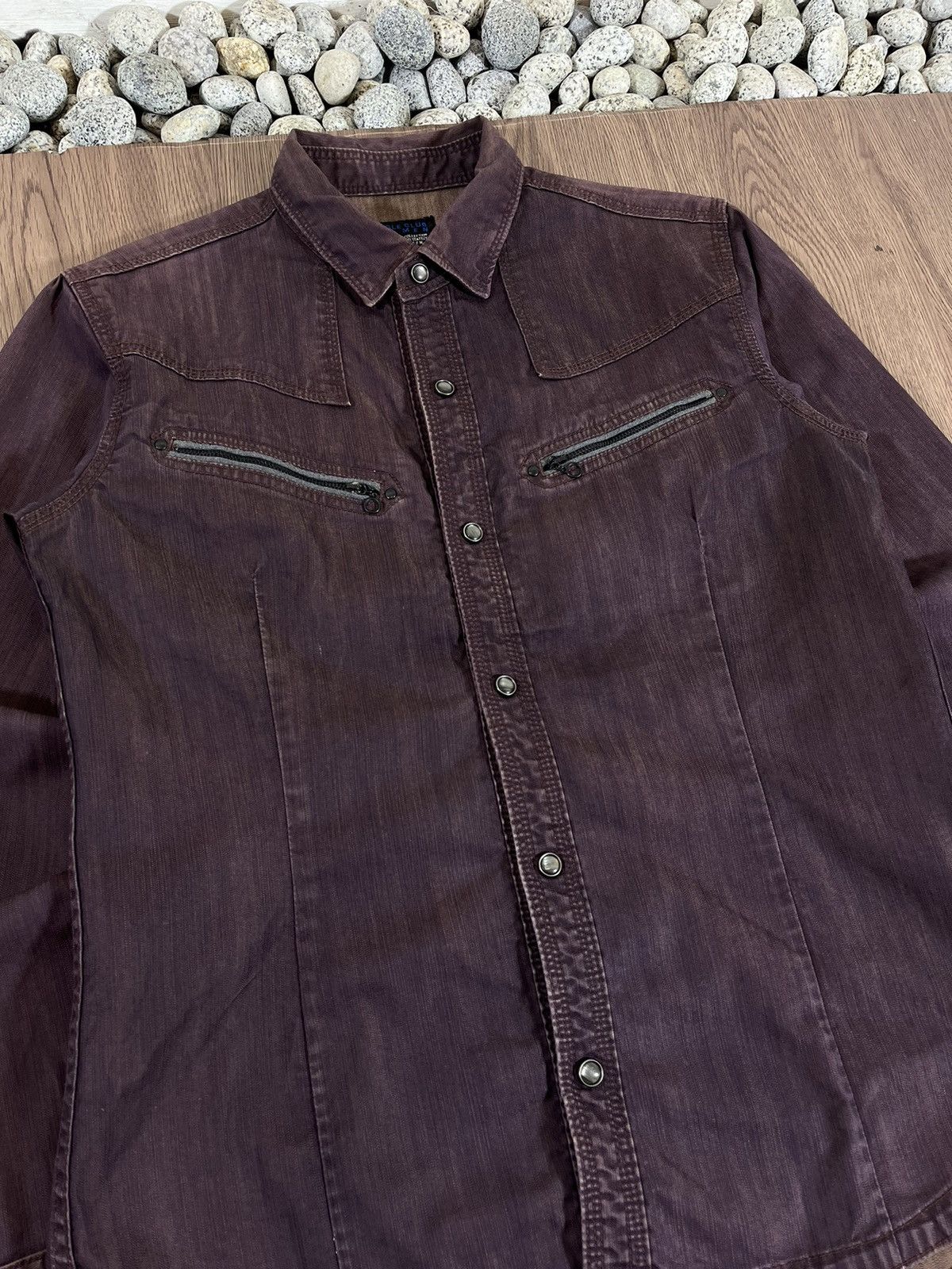 Nicole Club NCFM Maroon Coated Button Shirt Size US M / EU 48-50 / 2 - 5 Thumbnail