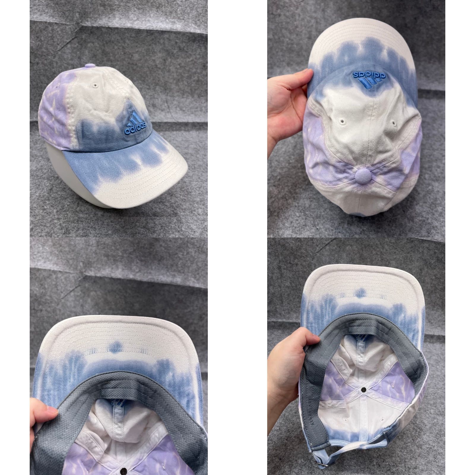 Adidas Adidas Hat Cap Strap Back Adult One Size Blue Purple White Tie Dye 100% Cotton Size ONE SIZE - 8 Thumbnail