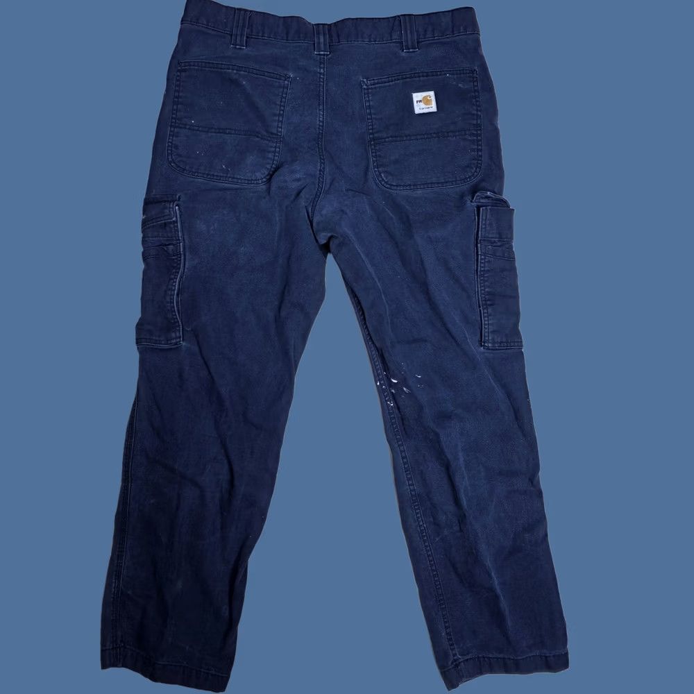 Carhartt Carhartt Cargo FR Distressed Painters Cargo Pants Mens 34 x 29 Flame Resistant Blue Size US 34 / EU 50 - 1 Thumbnail