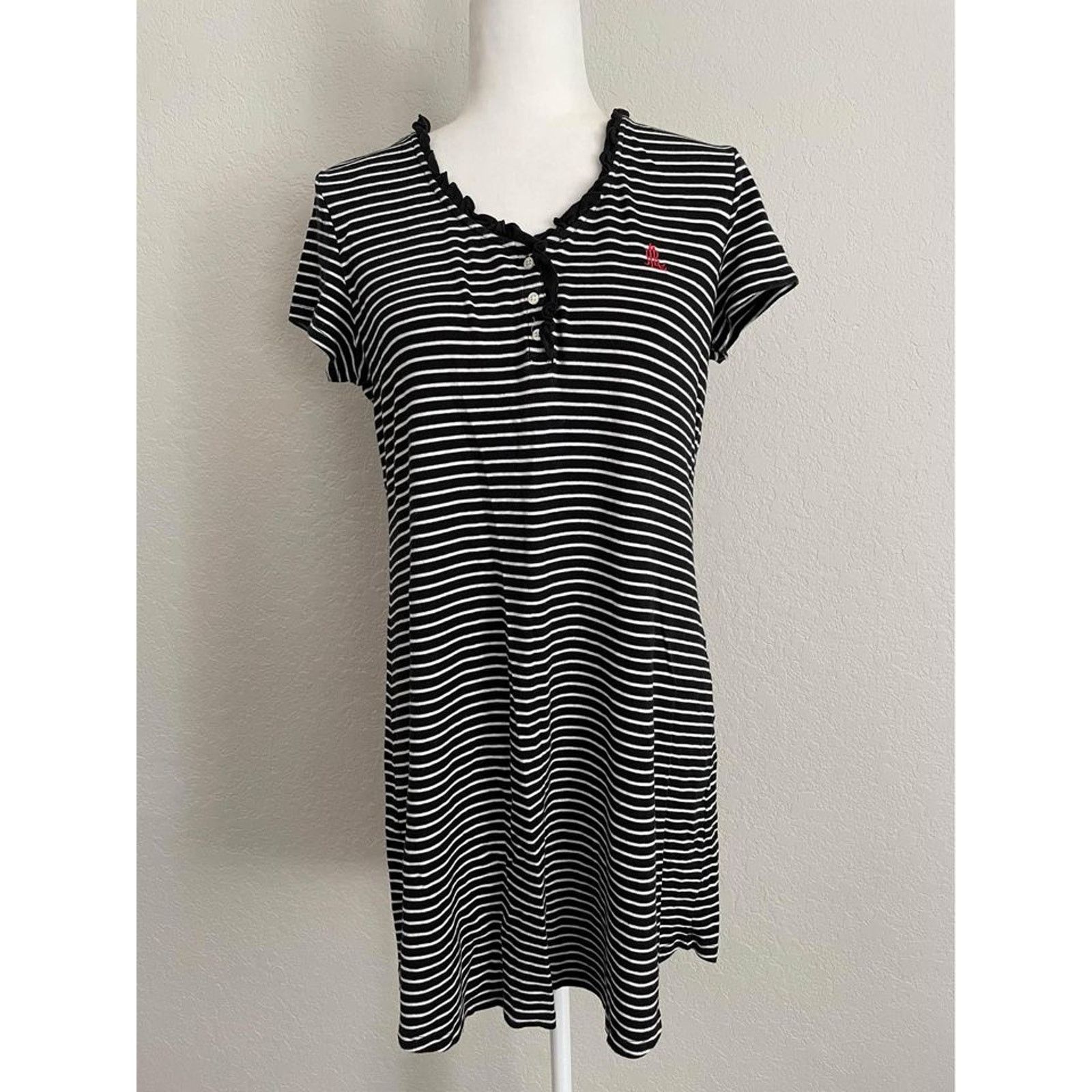 ralph lauren black and white striped dress Ralph Lauren Girls Striped Polo Dress in Navy