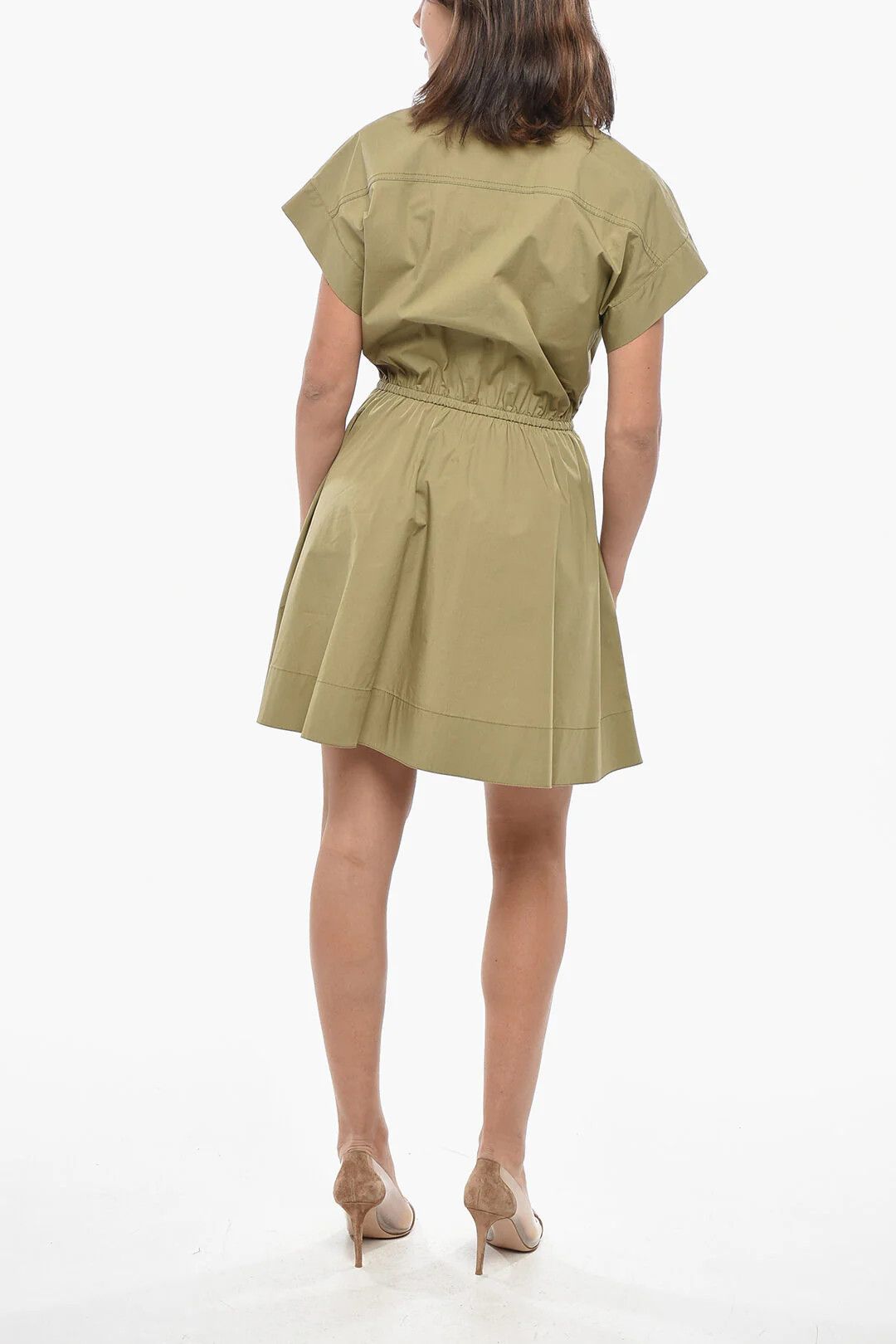 Tory Burch og1mm0426 Cotton-Blend Shirt Dress in Military Green Size S / US 4 / IT 40 - 2 Thumbnail