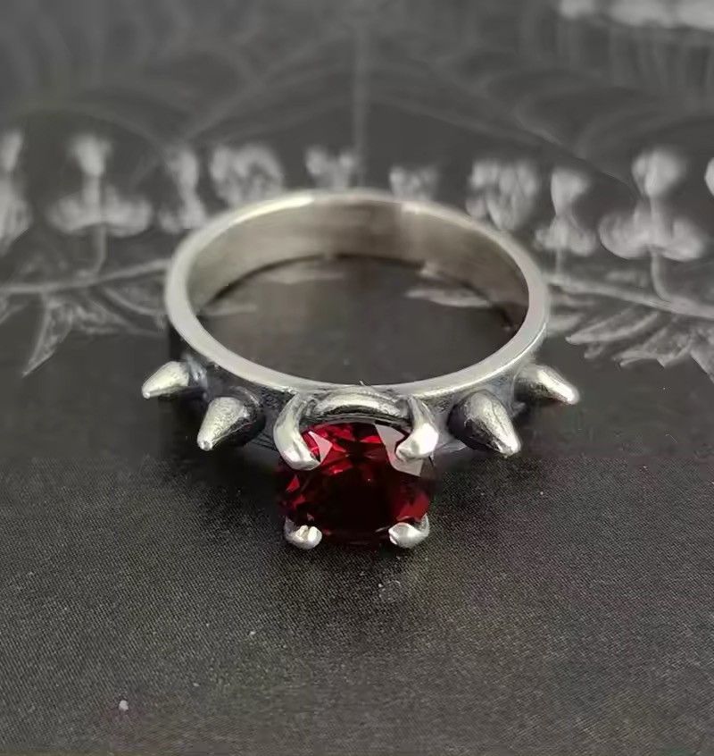 Jewelry Vintage Imitation Ruby Thorny Ring (size 6-10) Size ONE SIZE - 4 Thumbnail