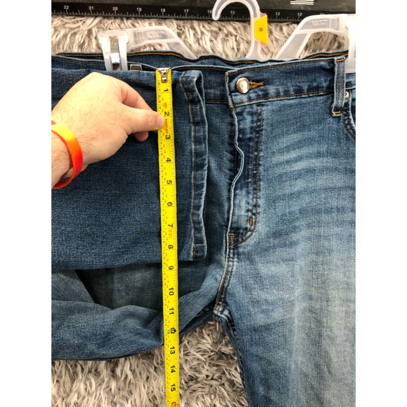 George George Bootcut Jeans Mens Regular 40x32 Dark Blue Denim Gro nge Moderate 5-Pocket Belt Loops Mid Rise Straight Leg CI/USA Size US 40 / EU 56 - 4 Thumbnail