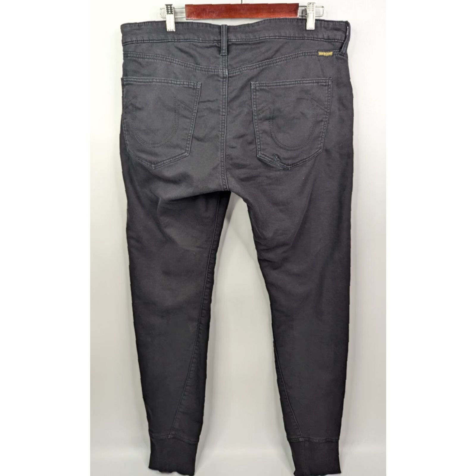 True Religion True Religion Jogger Relaxed Mens 37x33 Black Fleece Elastic Waist Drawstring Sweatpants Activewear Size US 37 - 4 Thumbnail