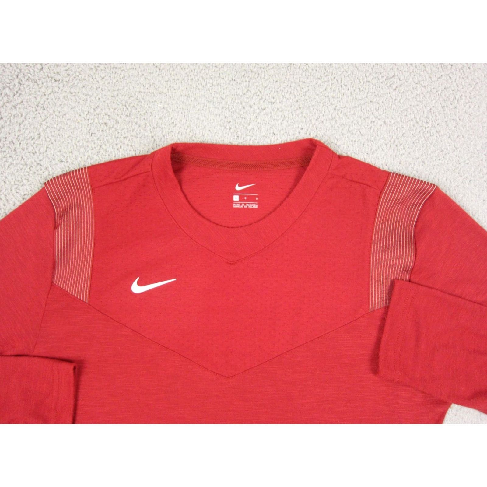 Nike VINTAGE Nike Dri-FIT Shirt Mens L Red 90s Nike Shirt Long Sleeve Gym Size US L / EU 52-54 / 3 - 2 Thumbnail