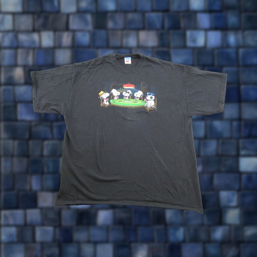 Peanuts VINTAGE Peanuts T-Shirt Graphic Print Snoopy Poker Dogs 2XL Black Cotton Men 90s Cartoon Gaming Shirts Mens Size US XXL / EU 58 / 5 - 1 Thumbnail