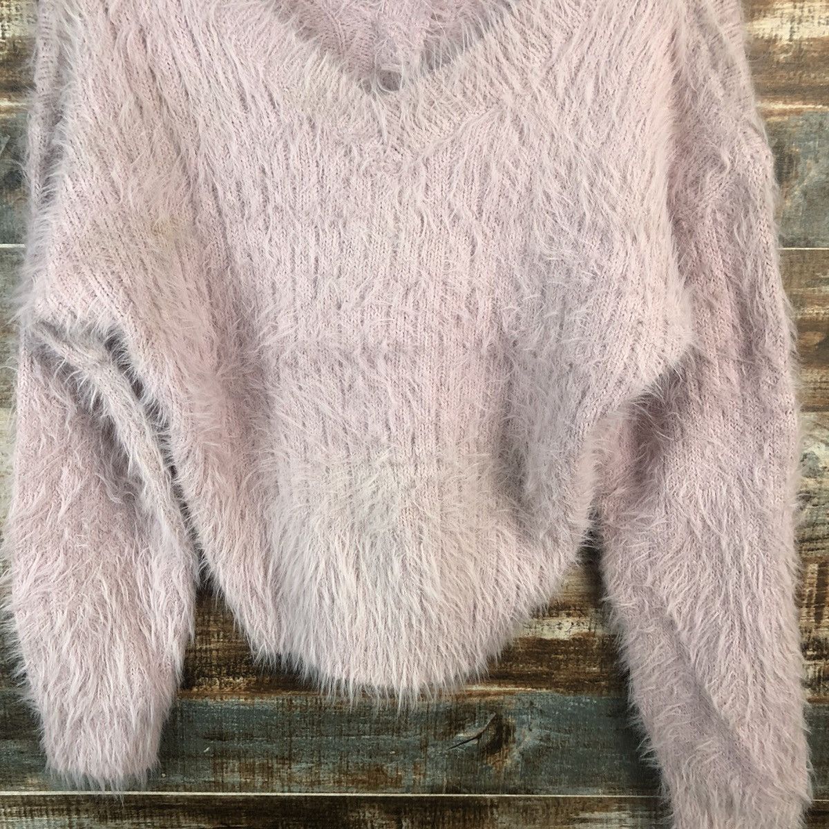 Japanese Brand DL Ingni Pink Mohair shaggy fur Knitwear #C396 Size M / US 6-8 / IT 42-44 - 6 Thumbnail