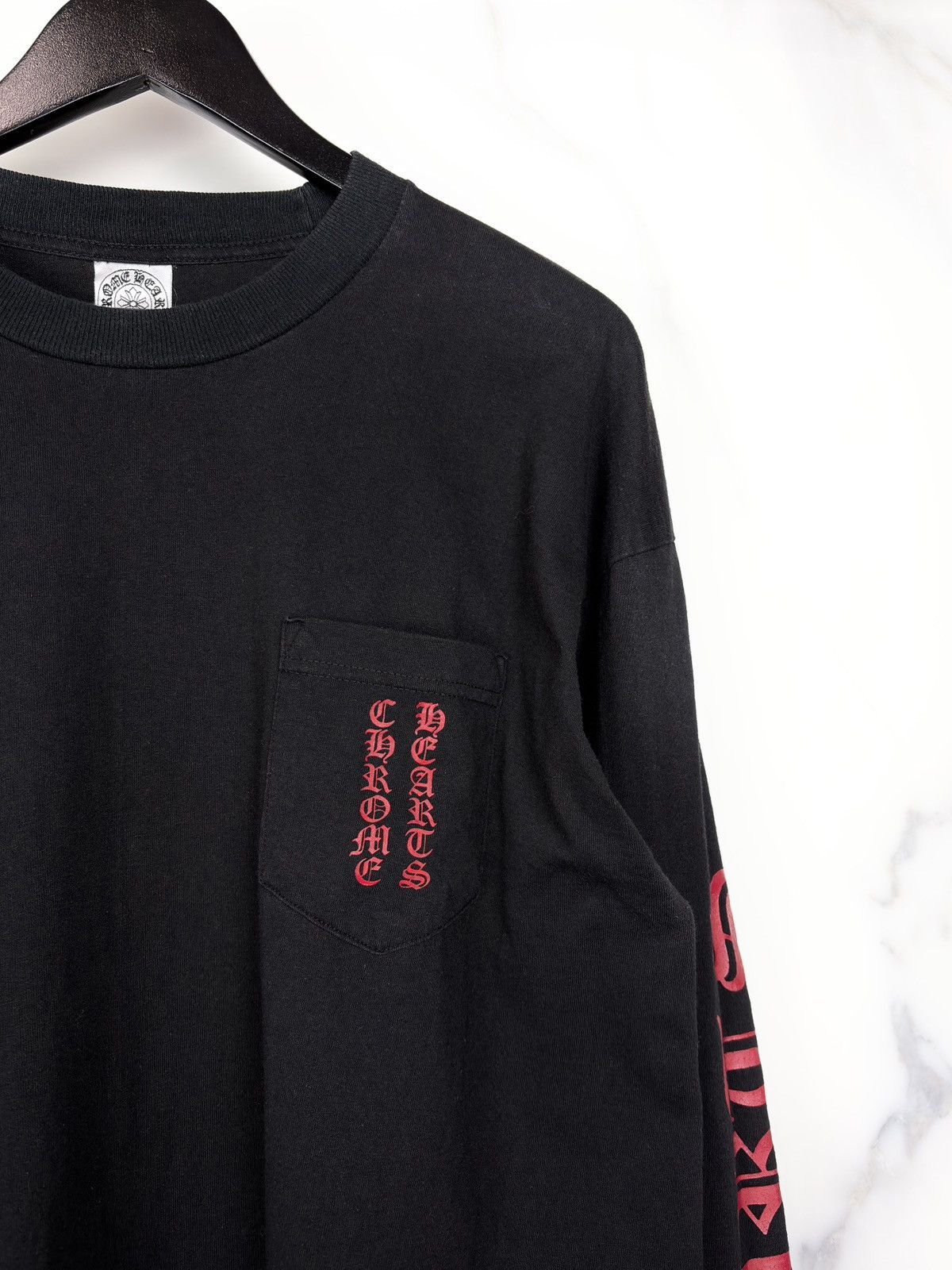 Chrome Hearts Chrome Hearts Vintage Red Spellout Sleeve Longsleeve Tshirt Size US XL / EU 56 / 4 - 6 Thumbnail