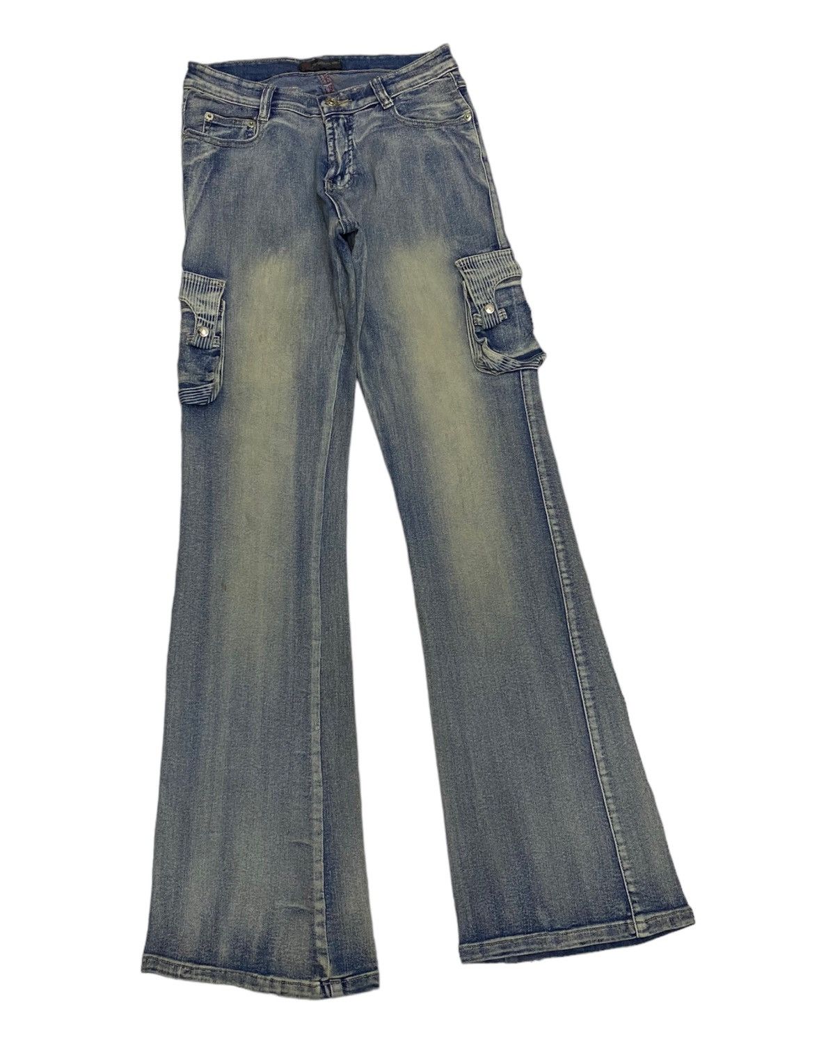 If Six Was Nine 🔥PANTOMIME MULTI POCKET FLARE DISTRESSED DENIM JEANS Size US 26 / EU 42 - 5 Thumbnail