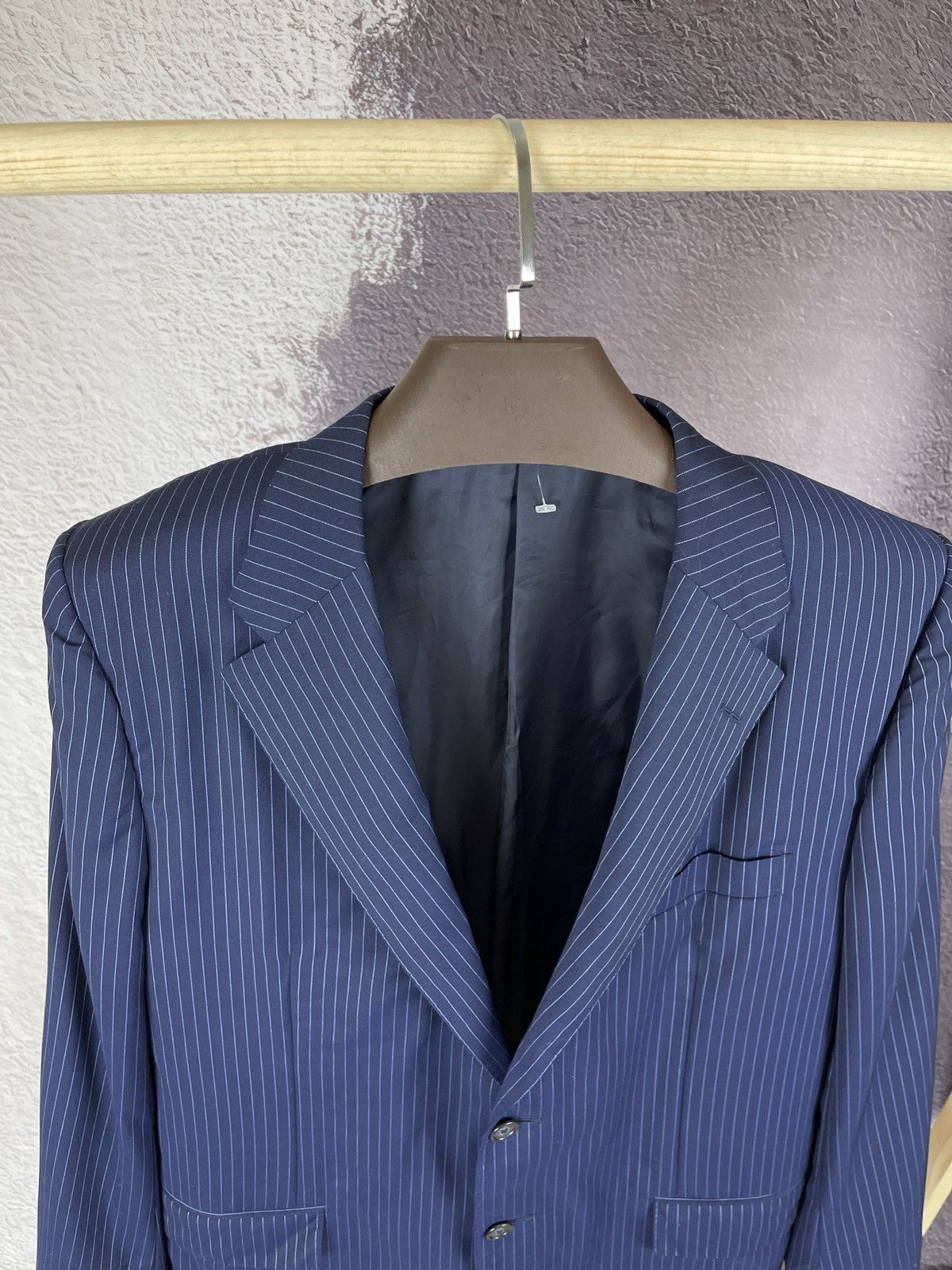 Corneliani blue striped wool mohair 2 button blazer
