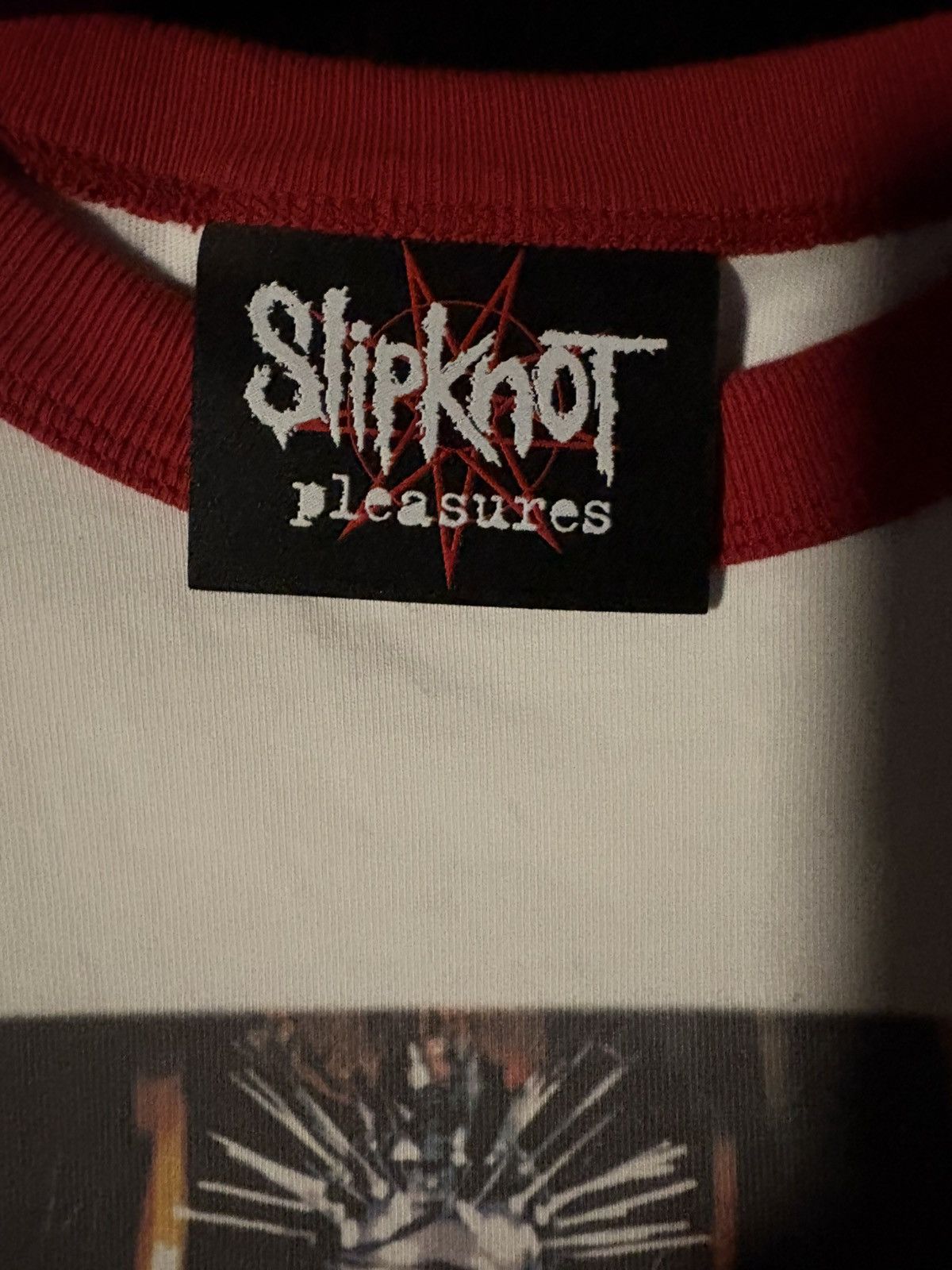 Pleasures Pleasures x Slipknot Self Titled Ringer Shirt 'White' Size US M / EU 48-50 / 2 - 3 Thumbnail
