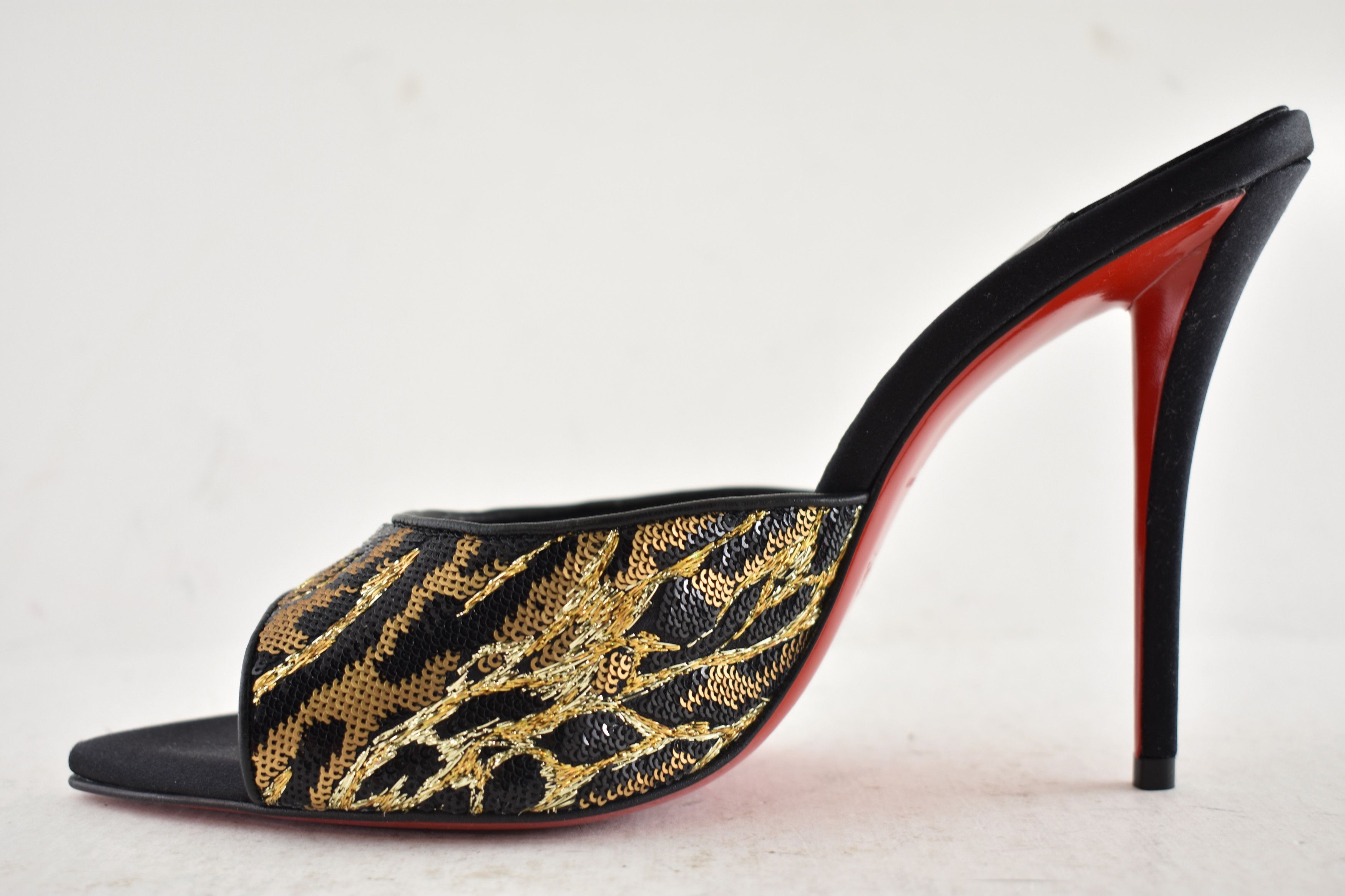 Christian Louboutin Miss Z Mule Ocelot 100 Black Backless Sandal Heel Pump 38 Size US 8 / IT 38 - 16 Thumbnail